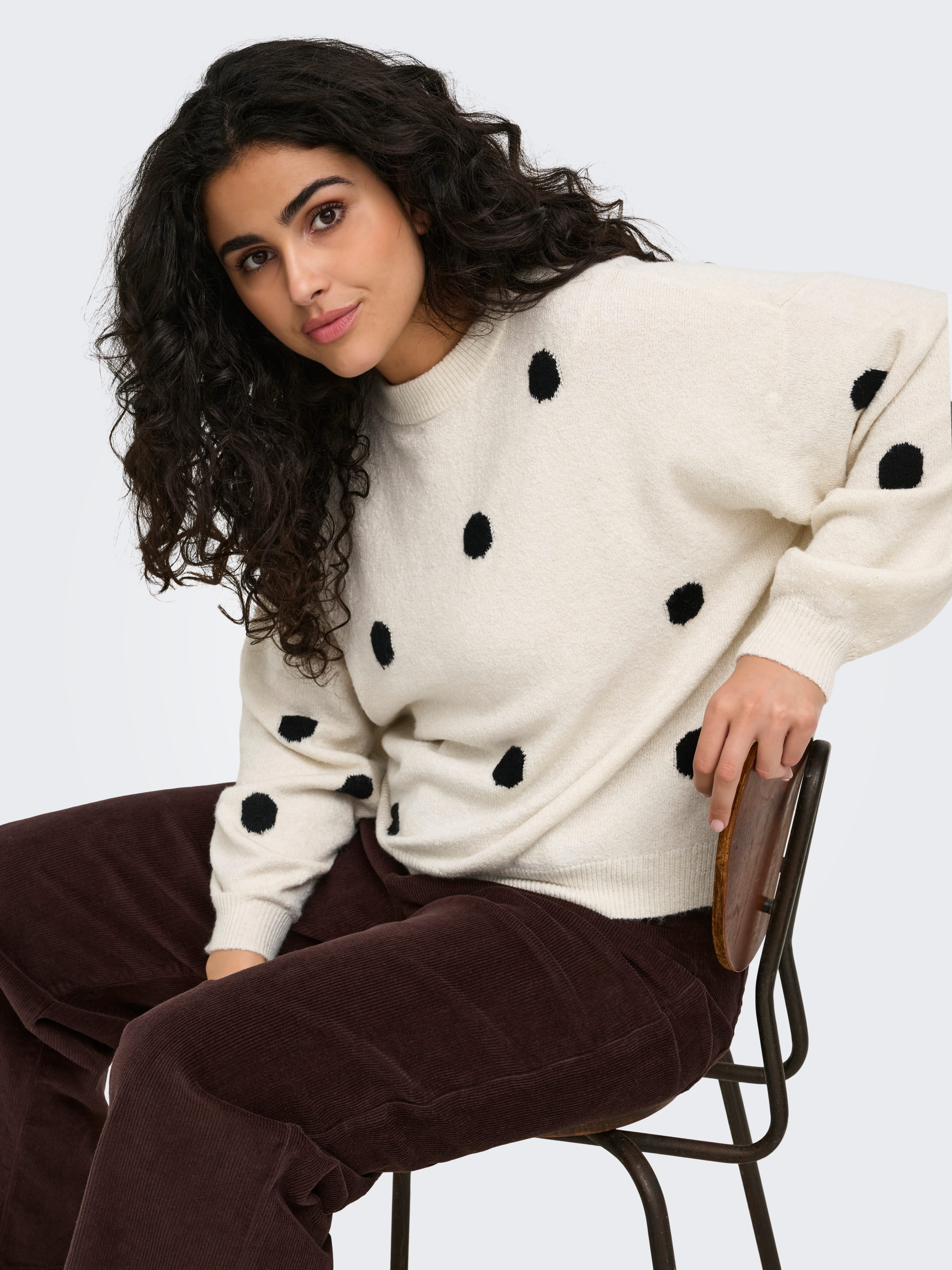 ONLY CARMAKOMA Rundhalspullover CARRICA LS DETAIL O-NECK KNT Materialmix, normal geschnitten – Bild 3 von 5