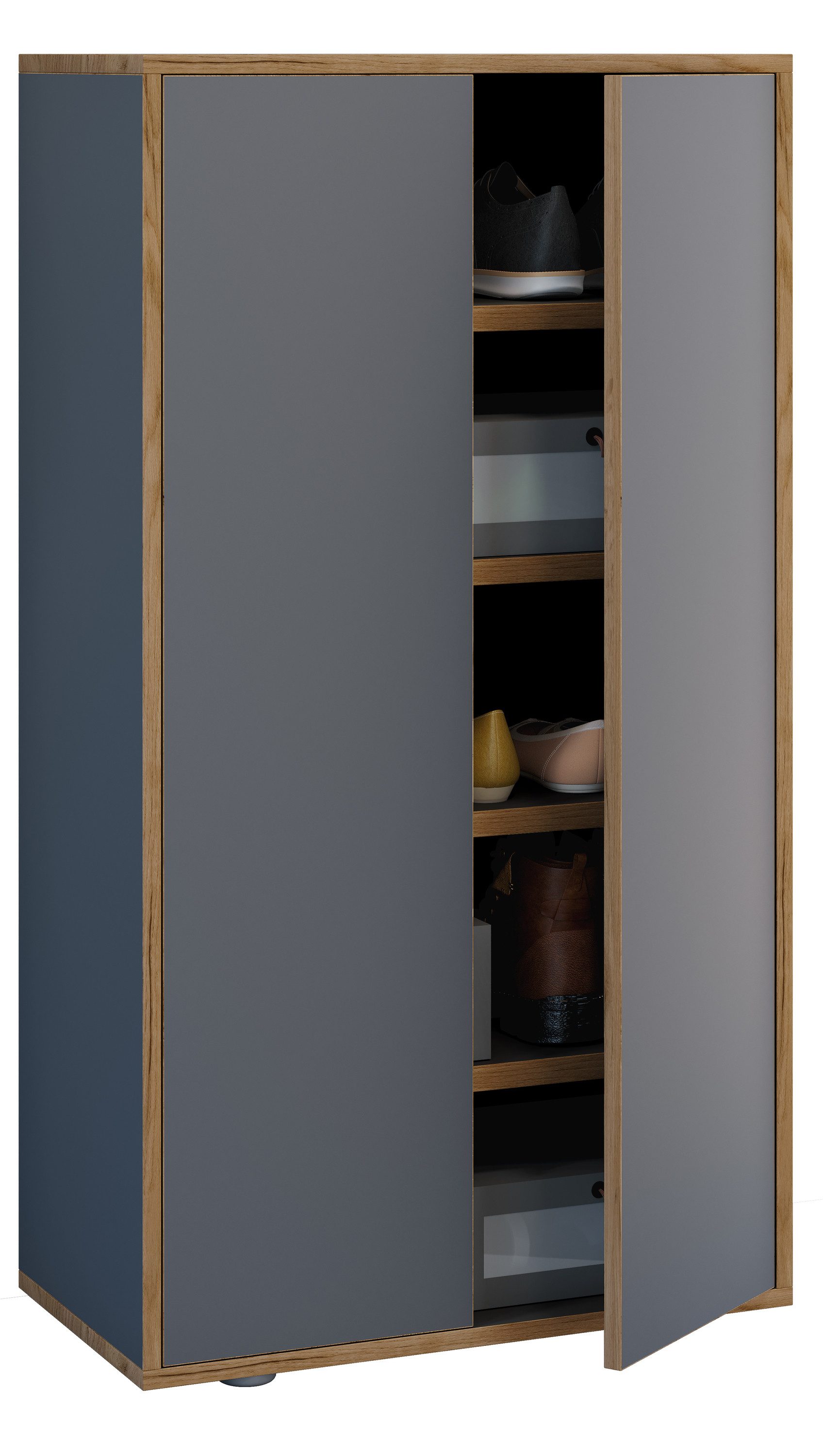 VCM Schuhschrank Salia B. 60 x T. 33 x H. 110 cm Geschlossene Schuhaufbewahrung, Flur oder Diele, 5 Fächer, Drehtüren