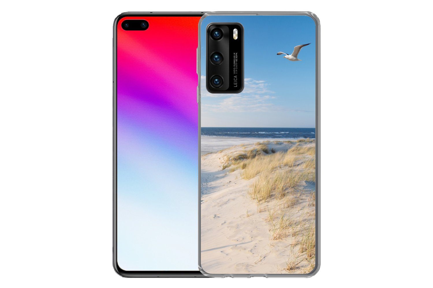 MuchoWow Handyhülle für Huawei P40 Düne - Möwe - Strand - Meer - Sonne, Handy Case, Silikon, Bumper Case Dünn
