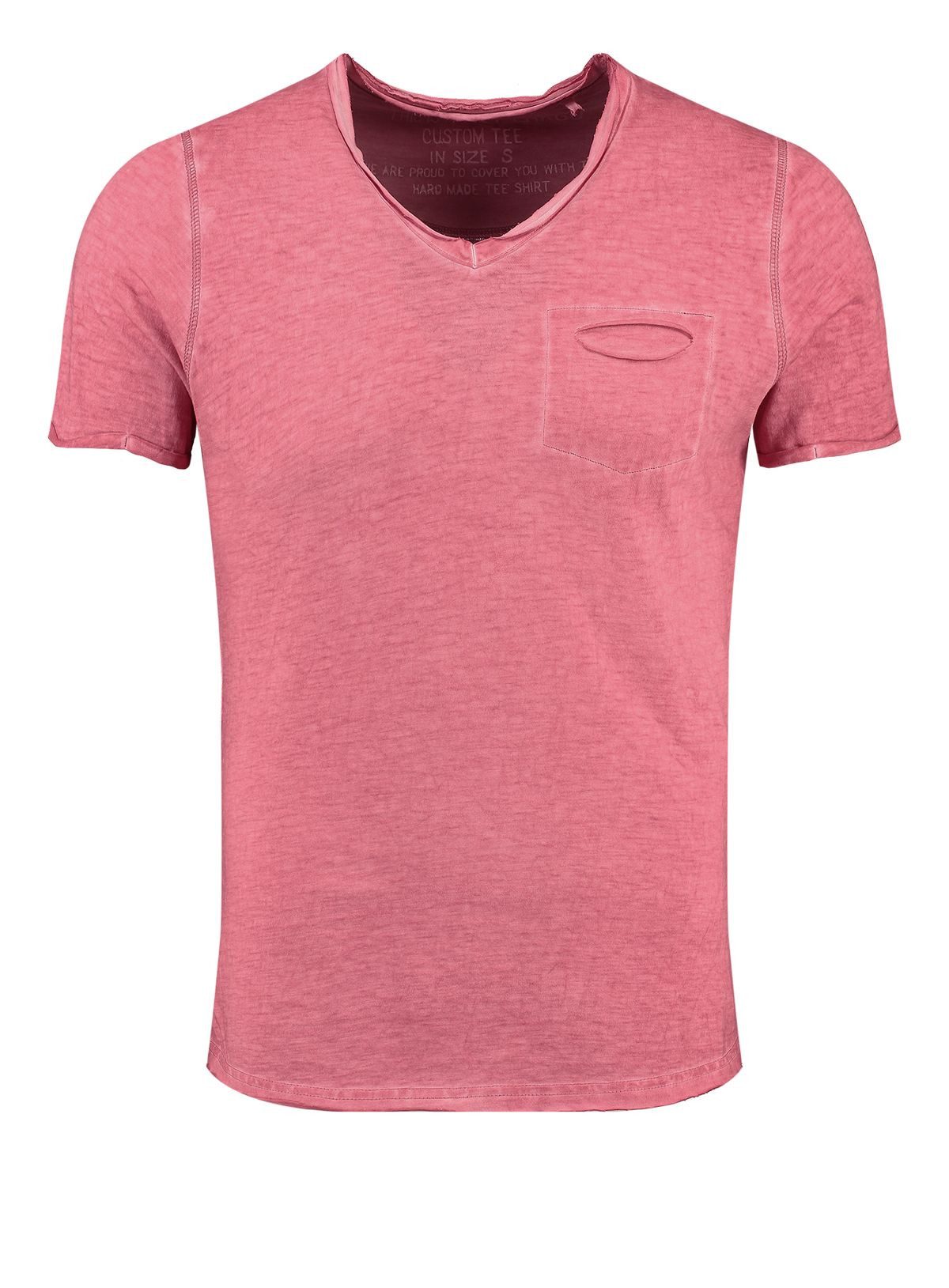 Key Largo T-Shirt Soda vintage Look uni Basic T00619 V-Ausschnitt unifarben kurzarm slim fit