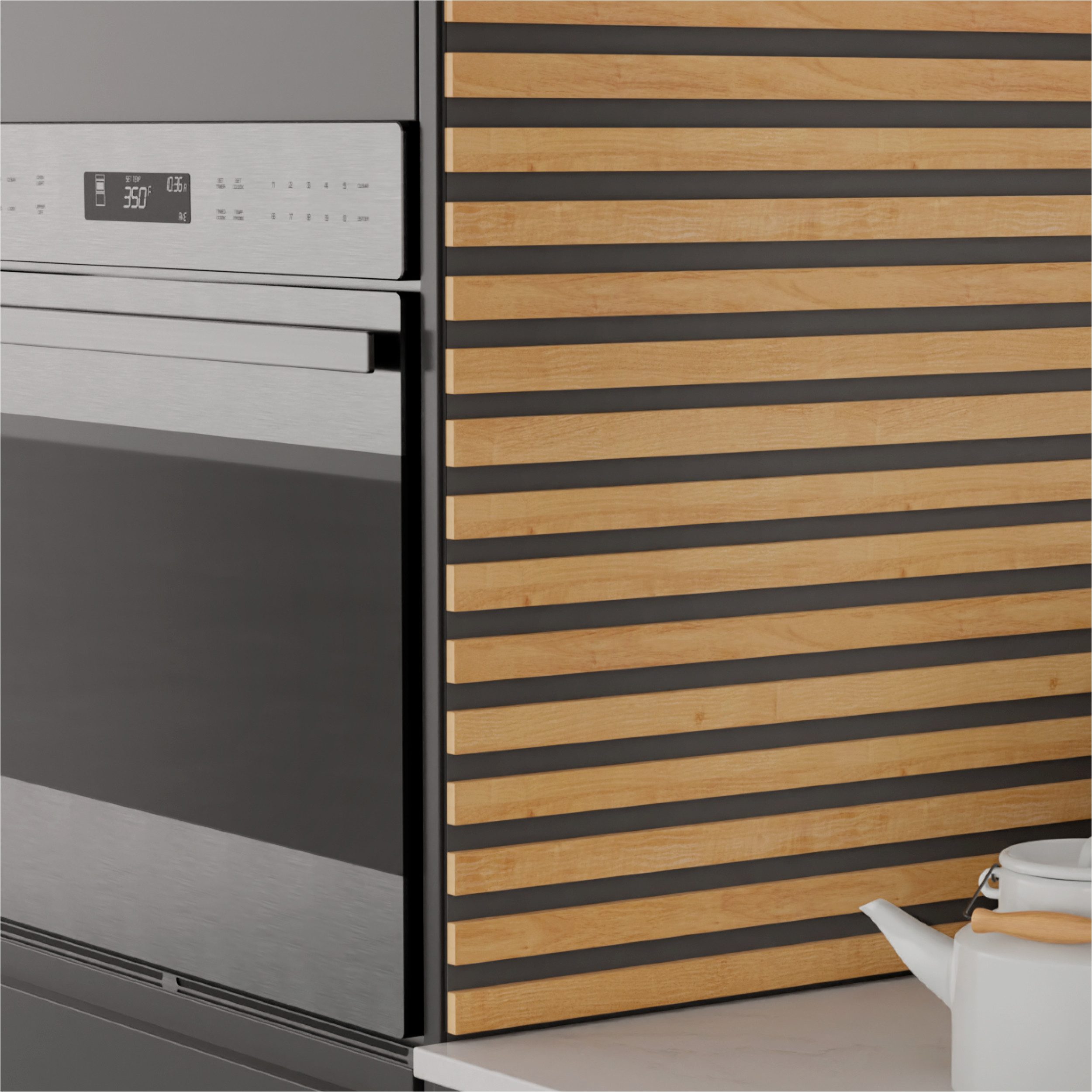 acous Wandpaneel Stix FSC® Premium Echtholzfurier (selbstklebend), BxL: 3,45x250,00 cm, 0,51 qm, (Set, 4-tlg., Paket mit 4 selbstklebenden Leisten, Versandkoste – Bild 5 von 5