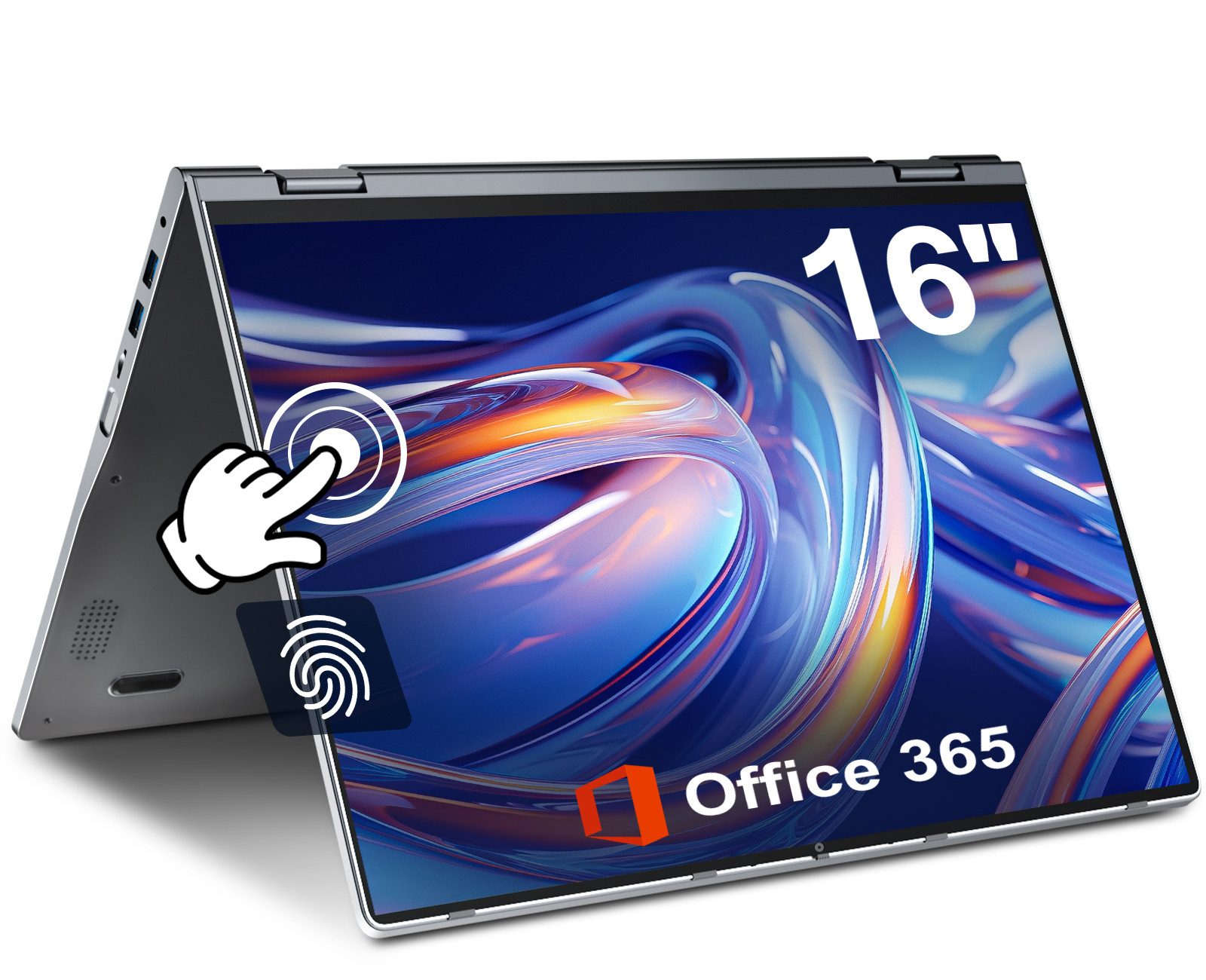 MENGHU 360° Convertible Laptop EZbook - 16" Touchscreen, 16GB RAM, 512GB SSD Notebook (640 GB SSD, 4-core CPU)