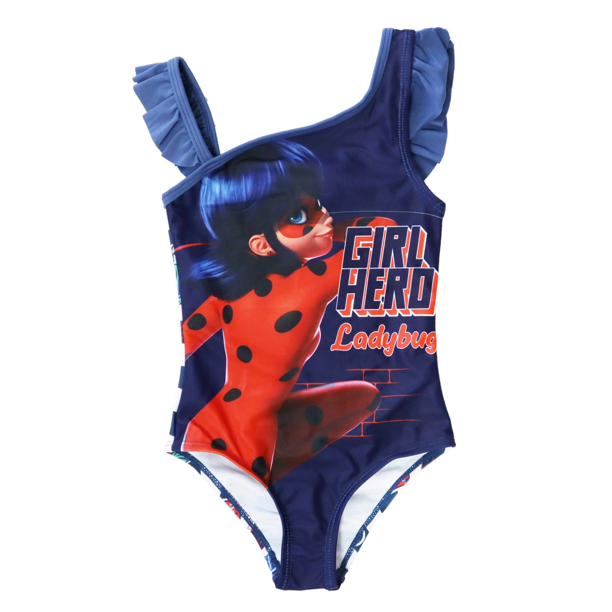 Miraculous - Ladybug Badeanzug Kinder Schwimmanzug Mädchen Bademode Gr. 104 bis 128, Blau oder Rot