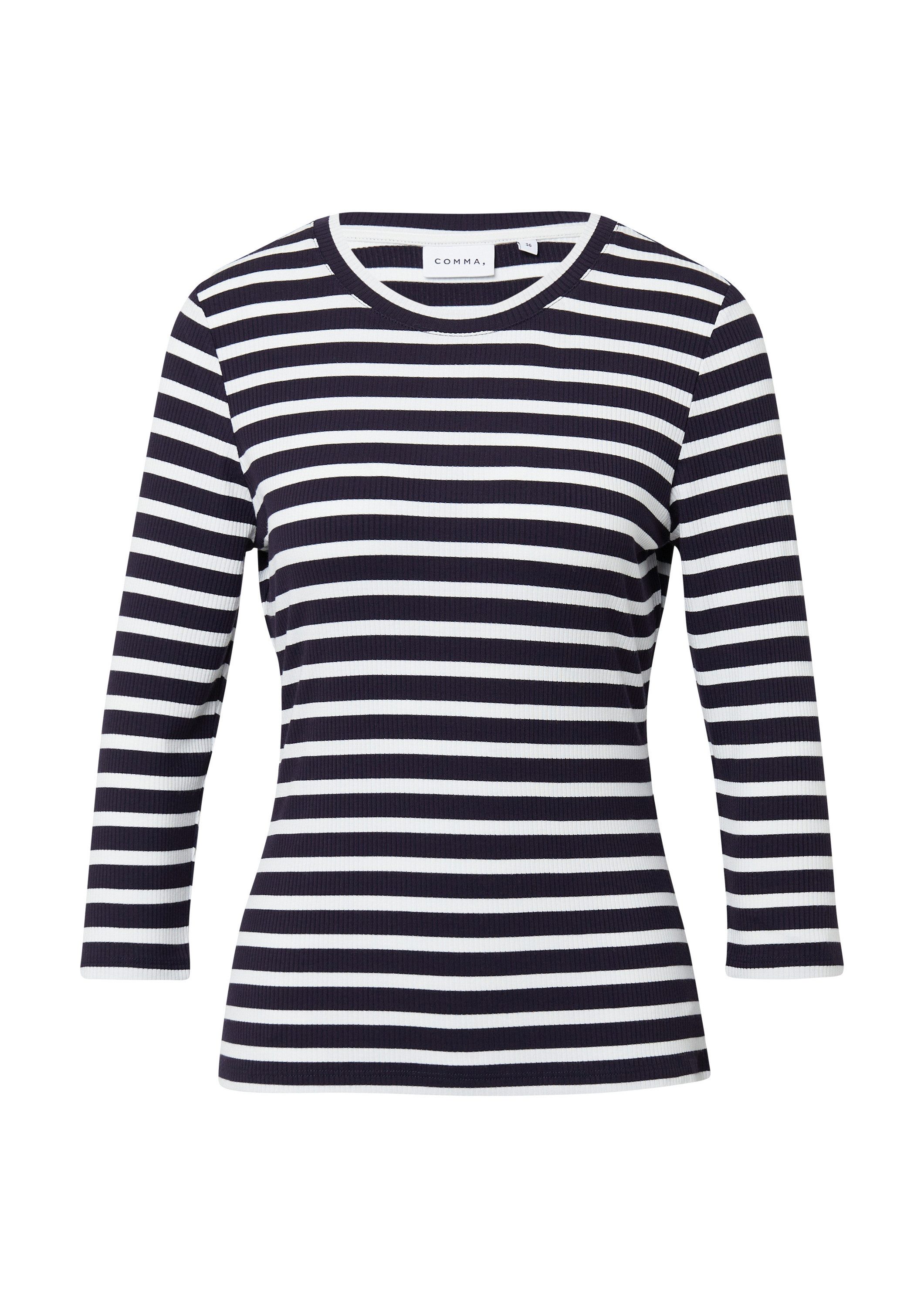 comma 3/4-Arm-Shirt T-Shirt Geripptes Slim-Fit-Shirt mit günstig online kaufen