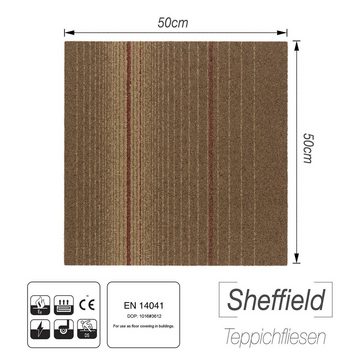 Teppichfliese Sheffield, Erhältlich in 4 Farben, Bodenschutz, 50 x 50 cm, Fliese, Floordirekt
