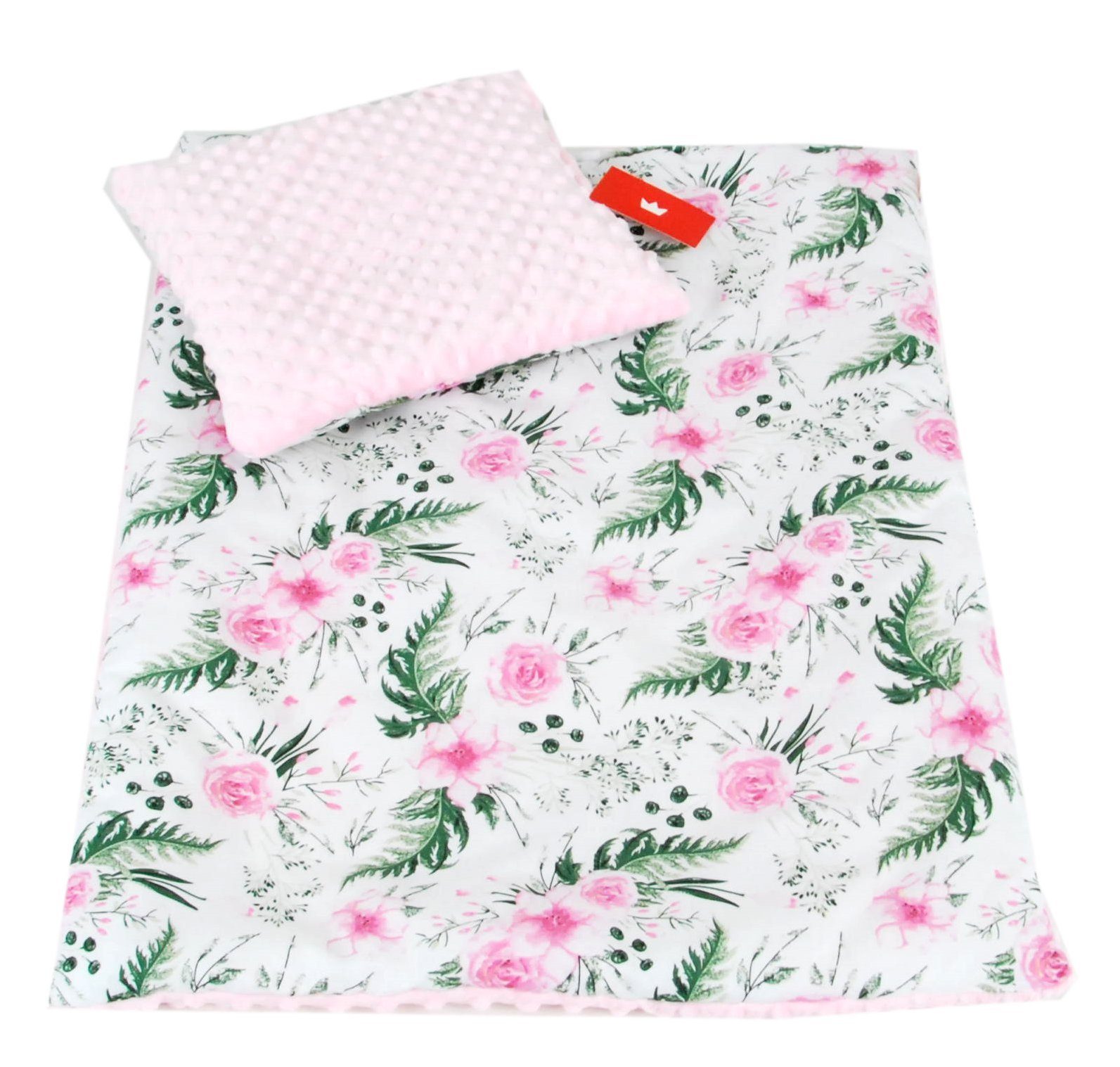 Kinderdecke BABYLUX Babydecke MINKY 2Set Kuscheldecke Decke 75 x 60cm Kinderwagen, BabyLux, MP110 - Rosa + Blumen – Bild 3 von 4