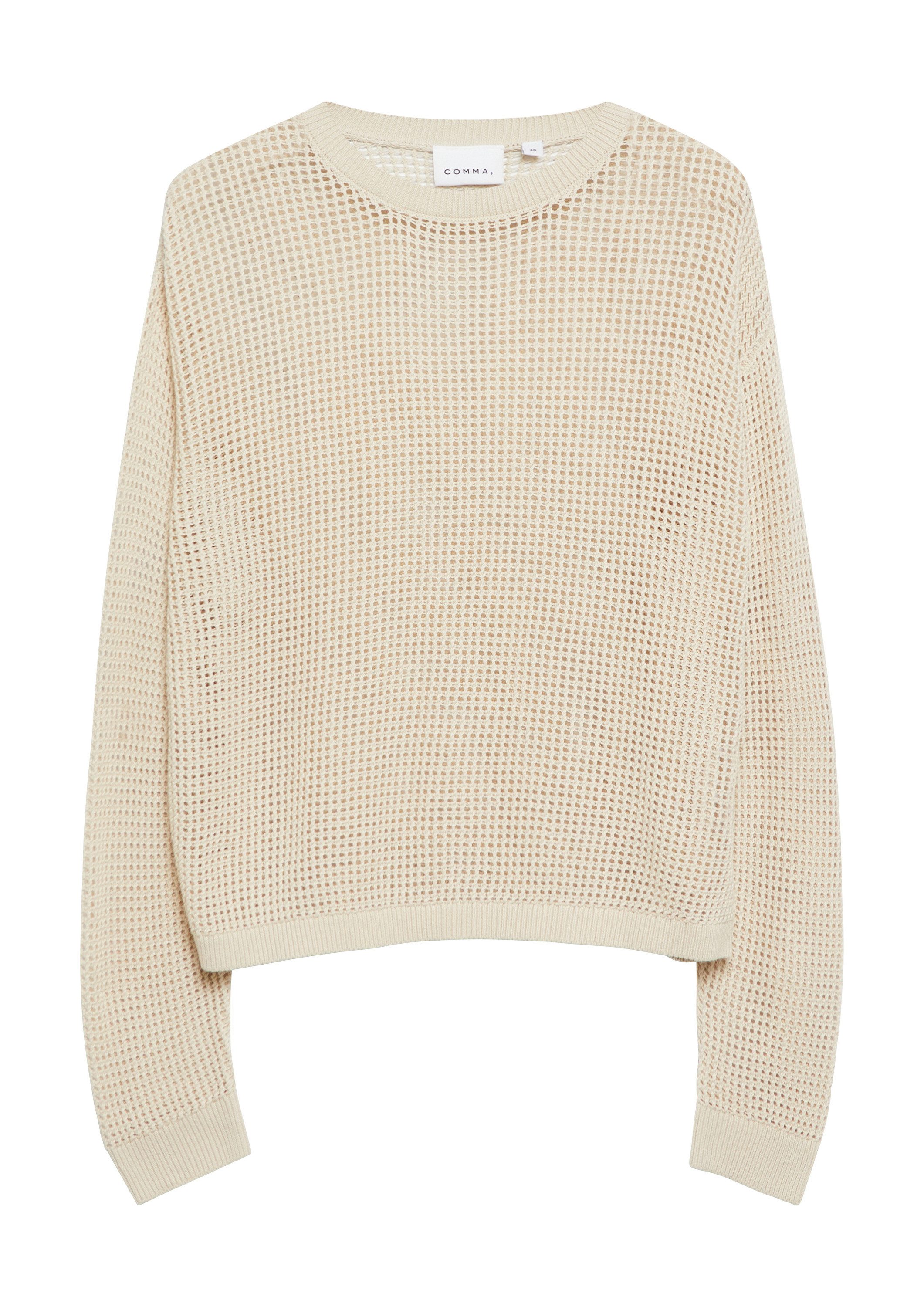 comma Longpullover Strickpullover Pullover aus Ajourstrick