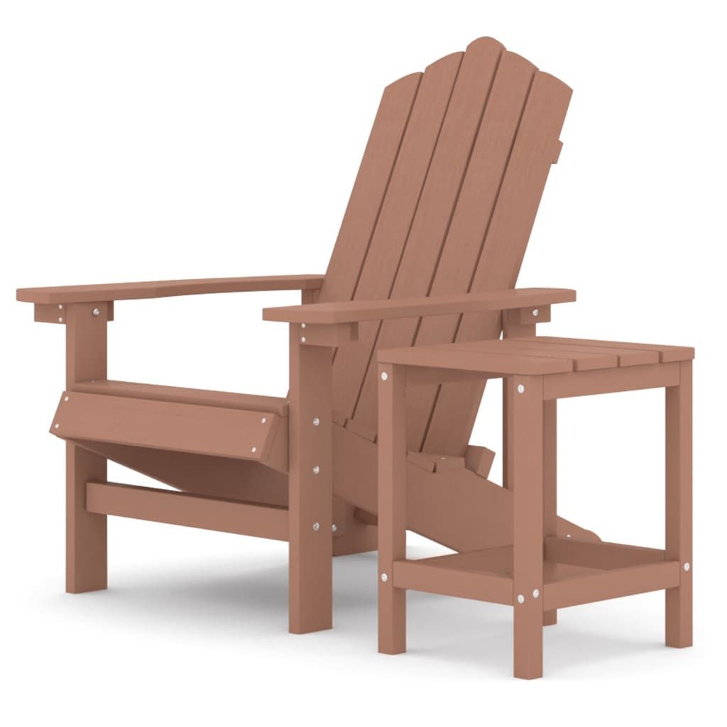 vidaXL Gartenstuhl Adirondack-Gartenstuhl mit Tisch HDPE Braun (1 St)