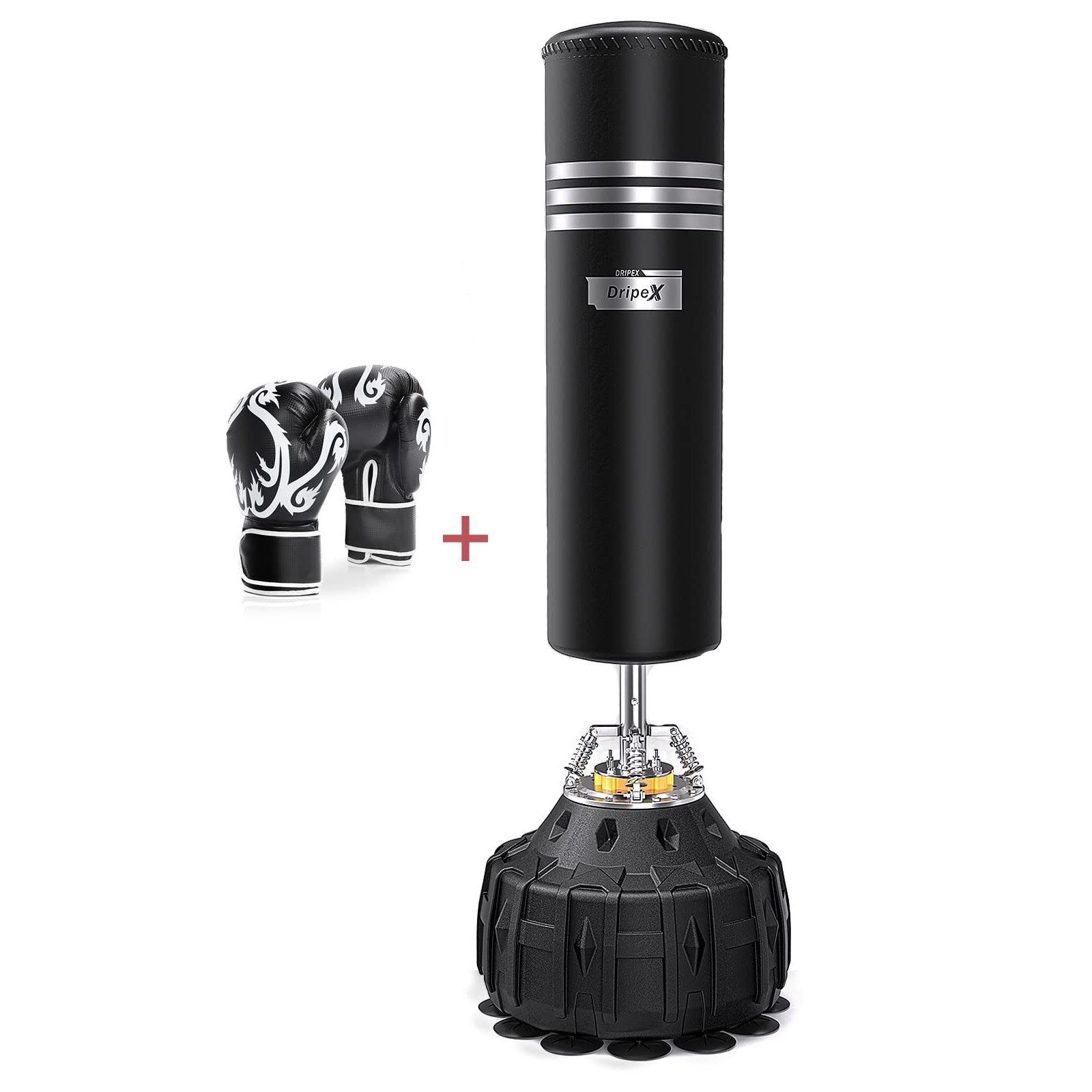 Dripex Boxsack Erwachsene Standboxsack Punchingsäcke mit Saugfuß, Stoß/Geräuschdämpfung, Reißfest, schnelles Abprallen