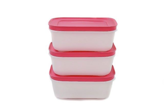 Tupperware Frischhaltedose “Eis-Kristall 450 ml weiß/pink (3) + SPÜLTUCH”