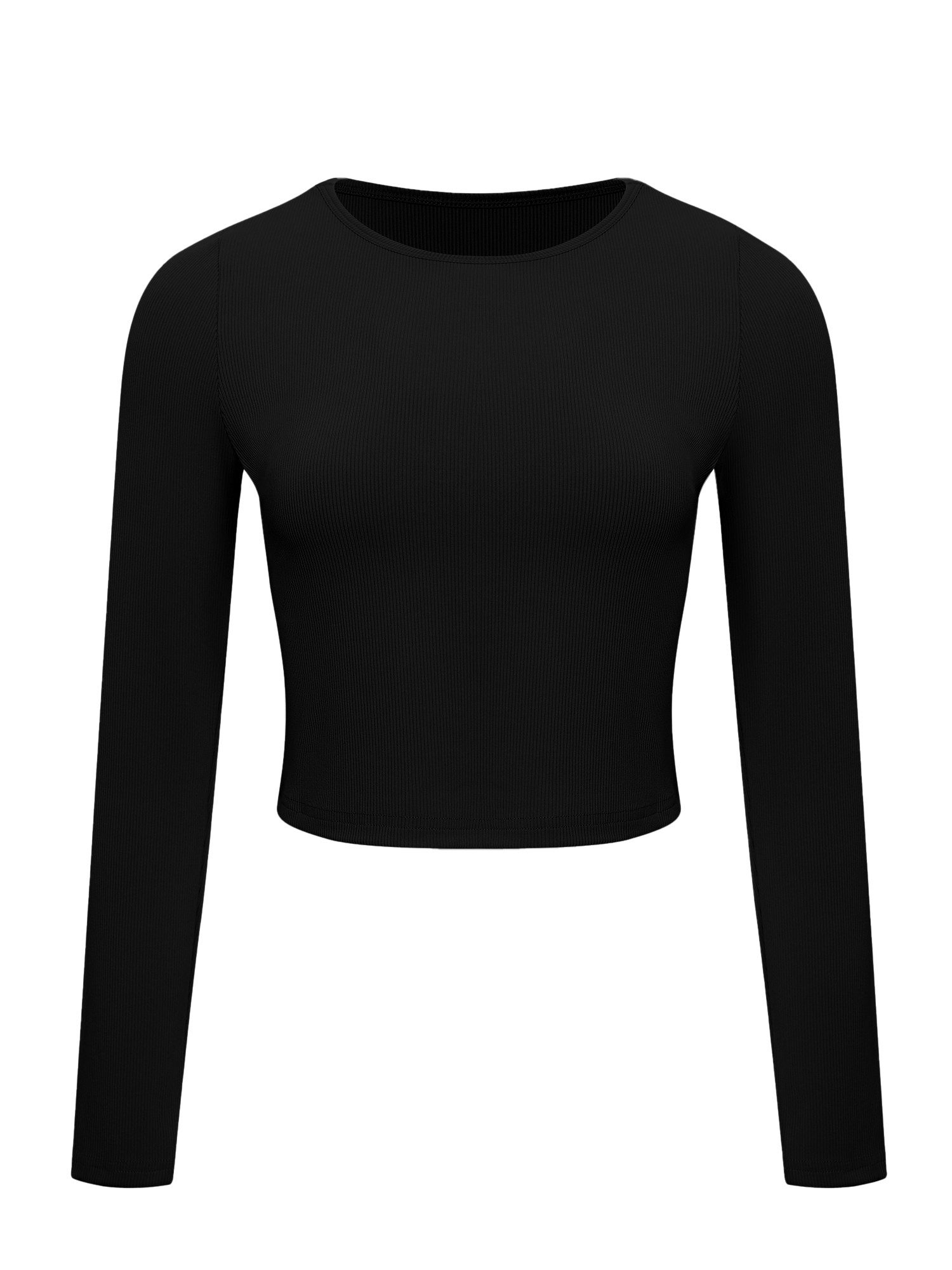 T-Shirt Damen Geripptes Slim Fit Sport Crop Top