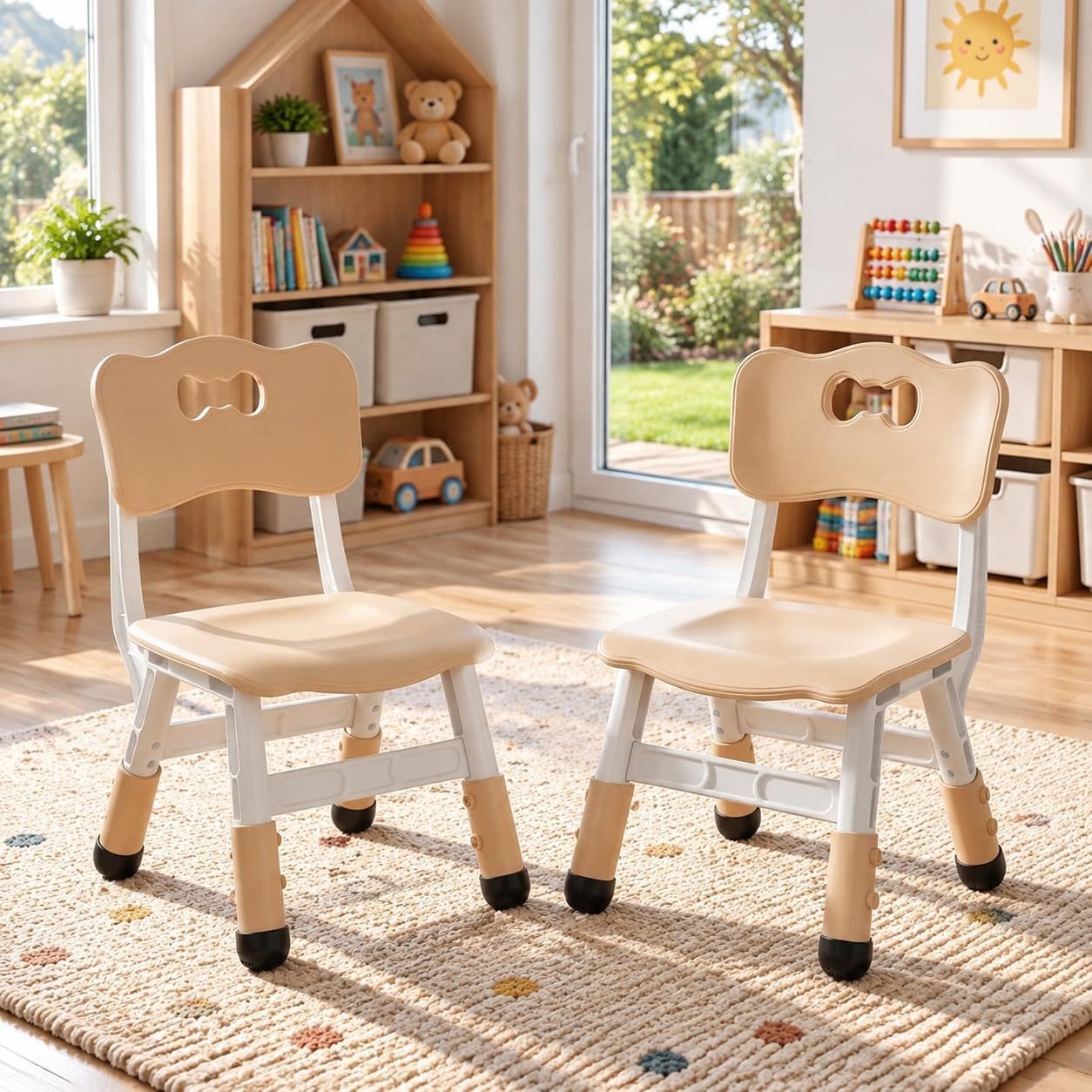 TLGREEN Kindersitzgruppe Kinder Schreibtischstuhl Höhenverstellbar, (Kinderstühle mit Rückenlehne, 2-tlg., für Kinderzimmer Schule Kindertagespflege), Kinder Stuhl bis 100KG Belastbar