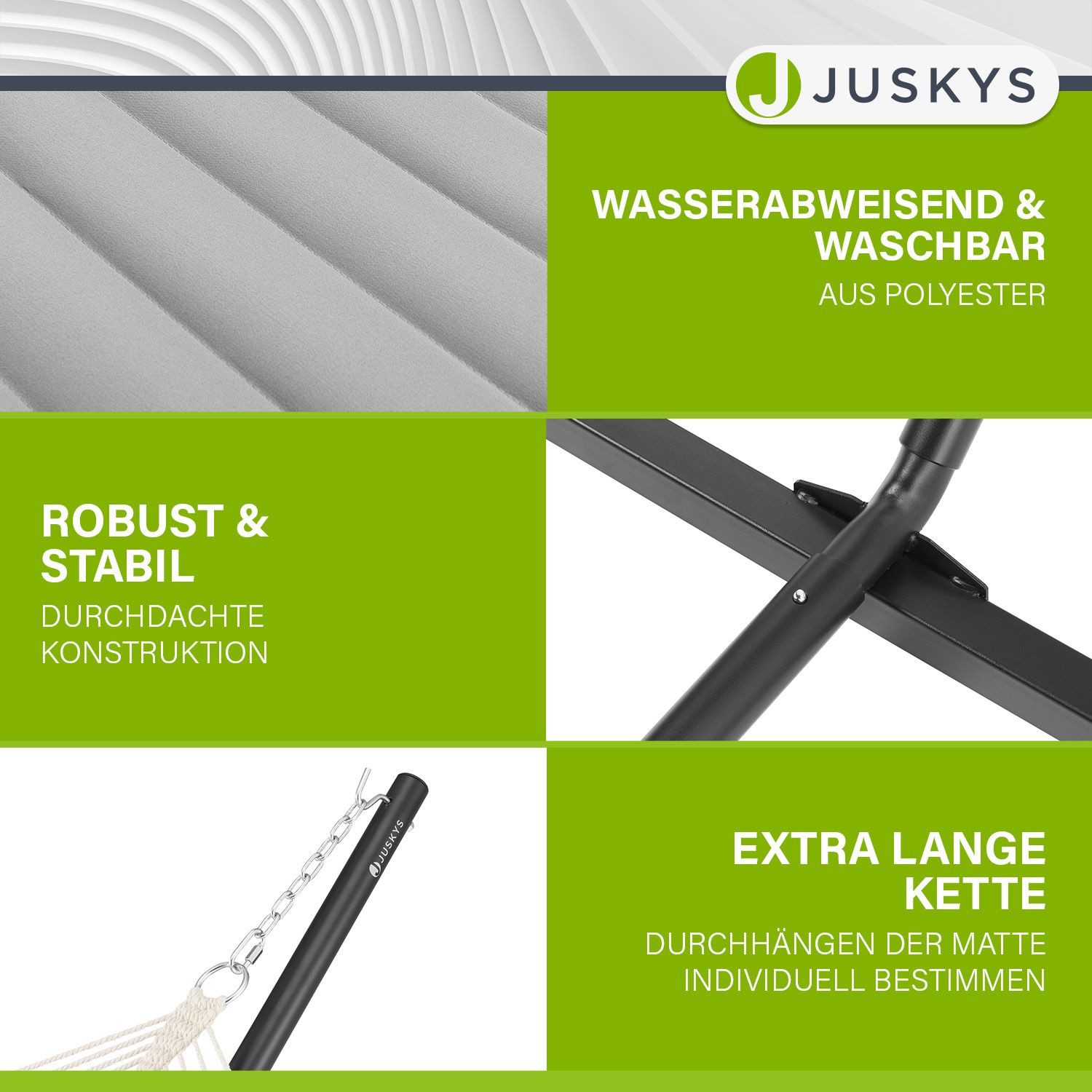 Juskys Hängematte Cata, für 2 Personen, mit Gestell, Spreizstab und Kissen, Indoor & Outdoor