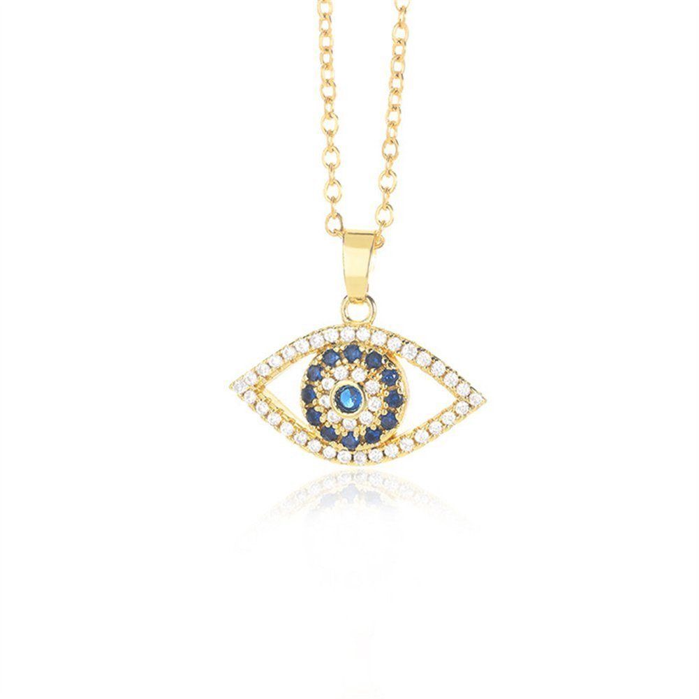 Orbeet Charm-Einhänger Charm-Kette Damen Halskette Blaues Auge Halskette  Gold