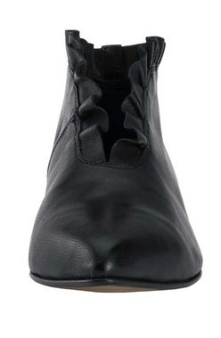 heine Heine Damen Lederstiefelette mit Rüschen, schwarz Schnürstiefelette