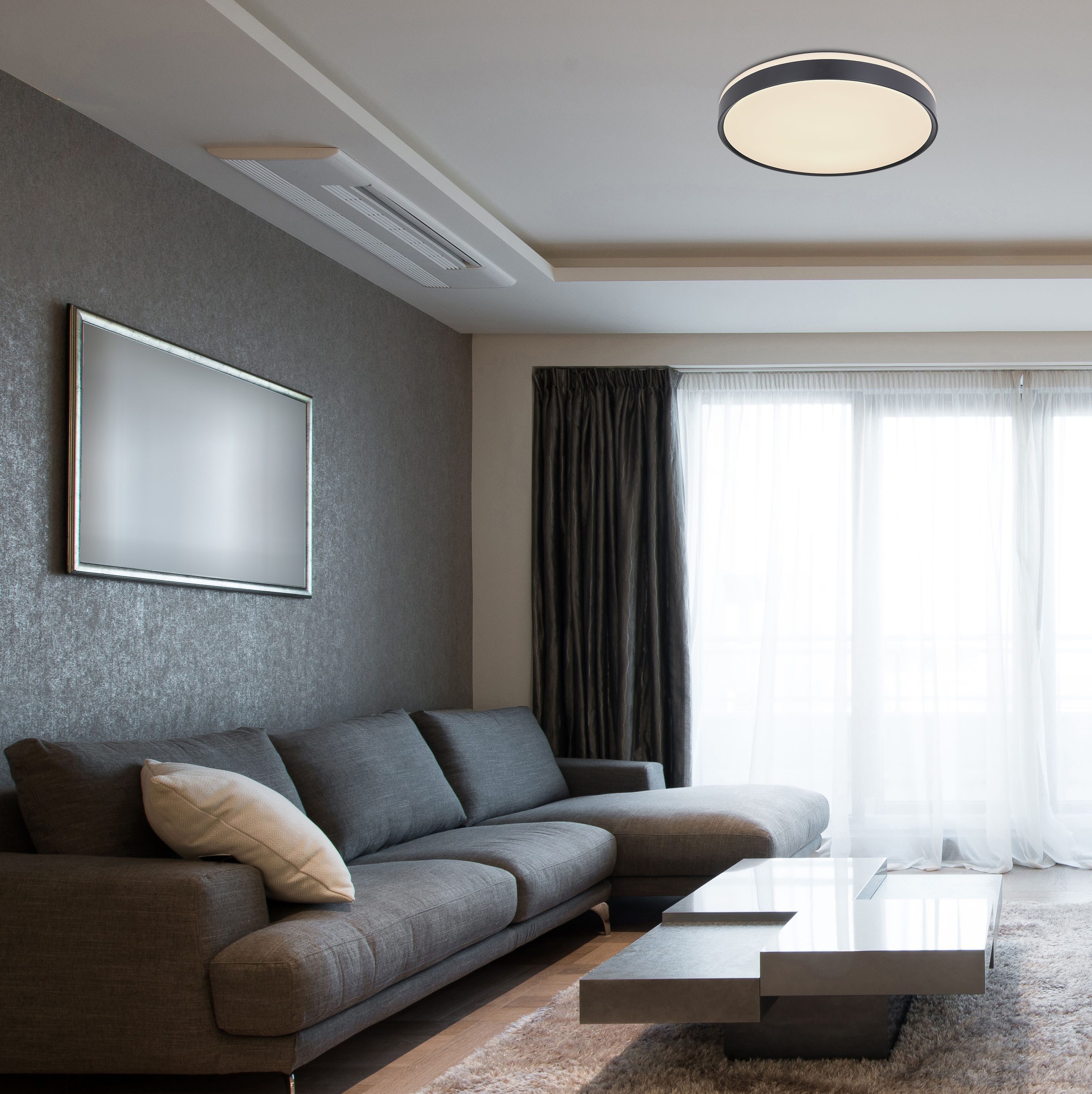 GLOBO LIGHTING LED Deckenleuchte SONNY, Dimmfunktion, Fernbedienung, Infrarot inkl., Memoryfunktion, Nachtlichtfunktion, mehrere Helligkeitsstufen, LED fest integriert, Deckenlampe/rund/Wohnzimmer/Schlafzimmer/modern