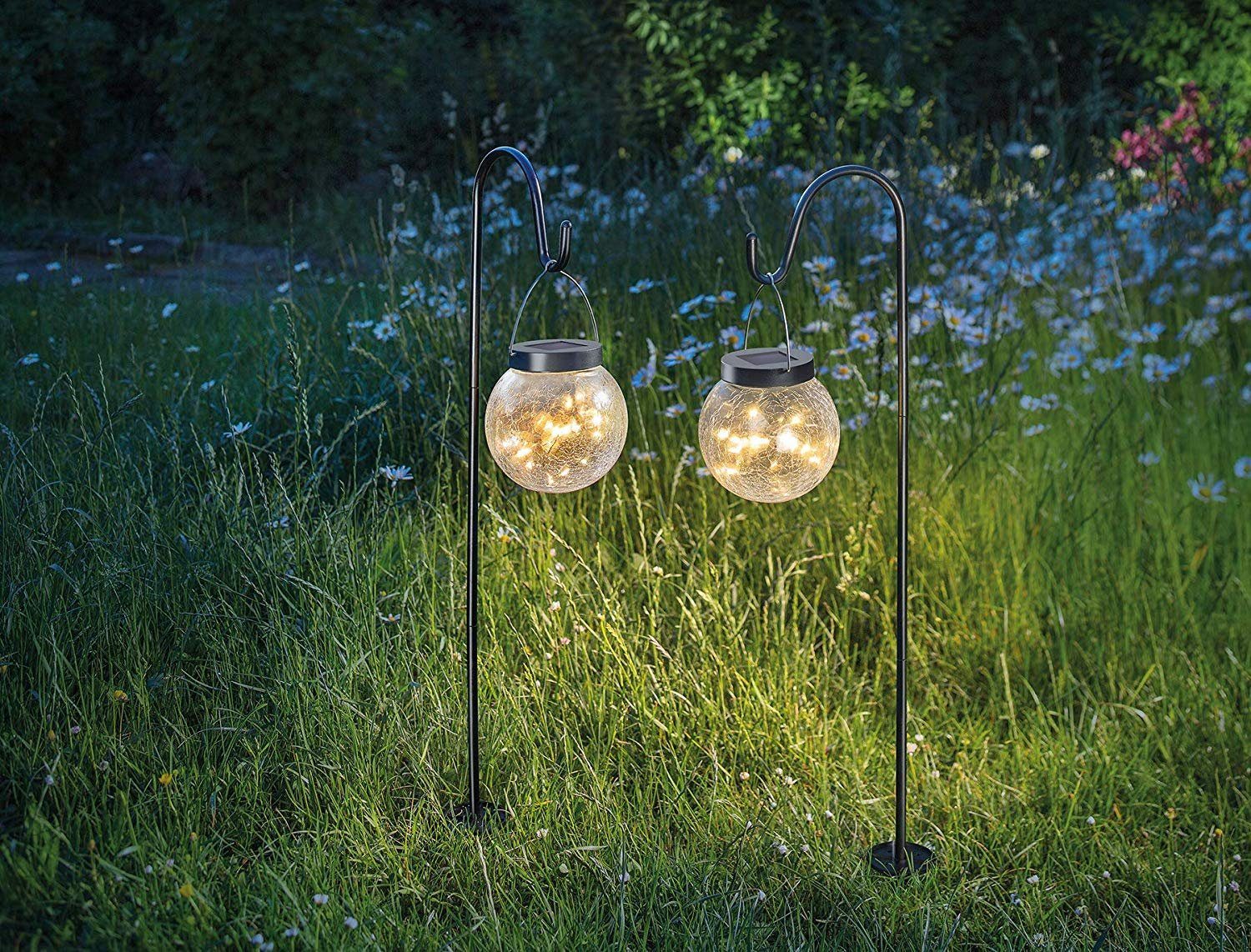 esotec LED Solarleuchte Dekorative Solar Hängeleuchten "Smart Globe", 2er Set