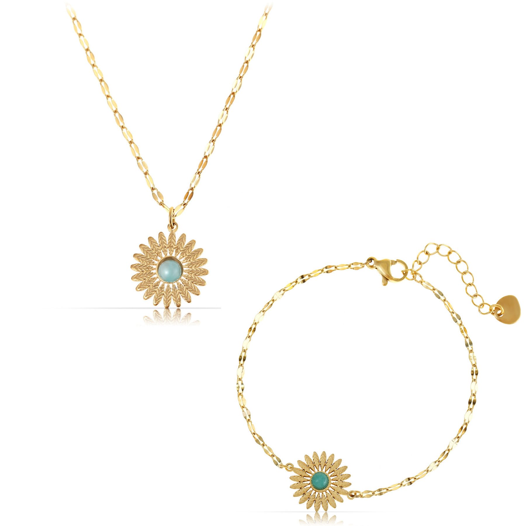 Made by Nami Schmuckset Damen Armband und Halskette mit türkisem Edelstein günstig online kaufen