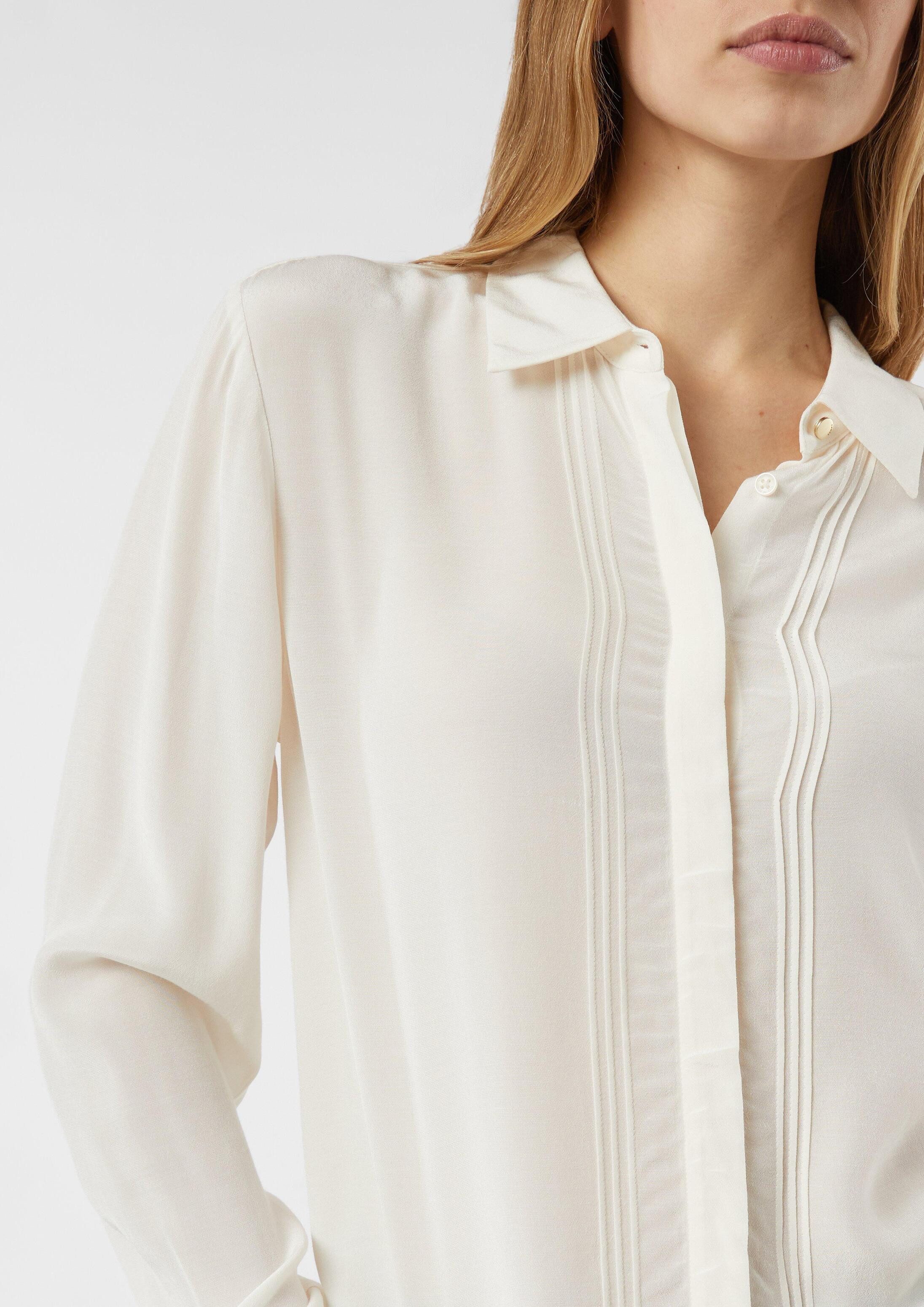 comma Langarmbluse Bluse Semi-transparente Bluse aus Viskose-Crêpe