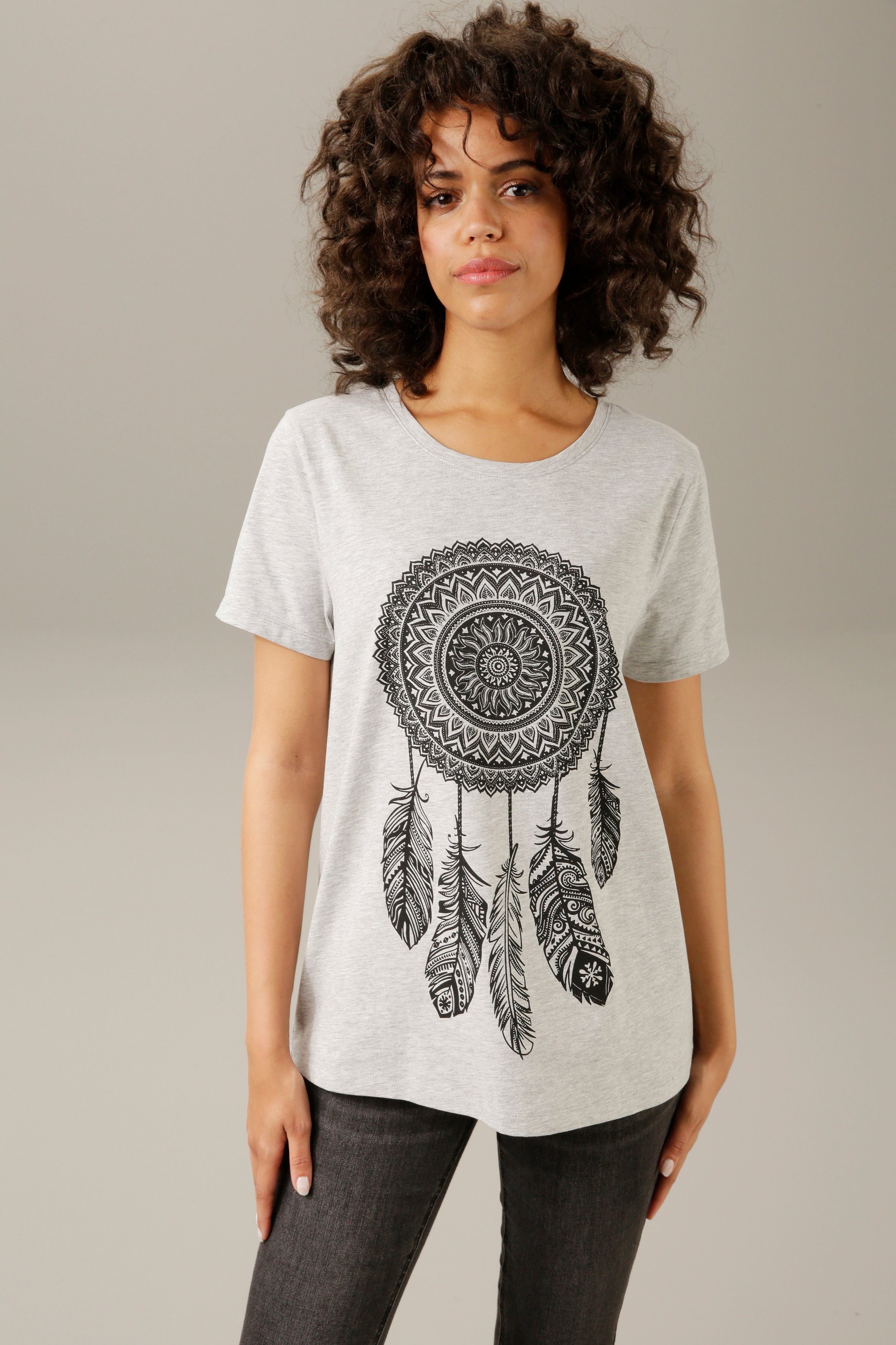 Aniston CASUAL T-Shirt mit verträumten Mandala-Front-Druck | Blusenshirts