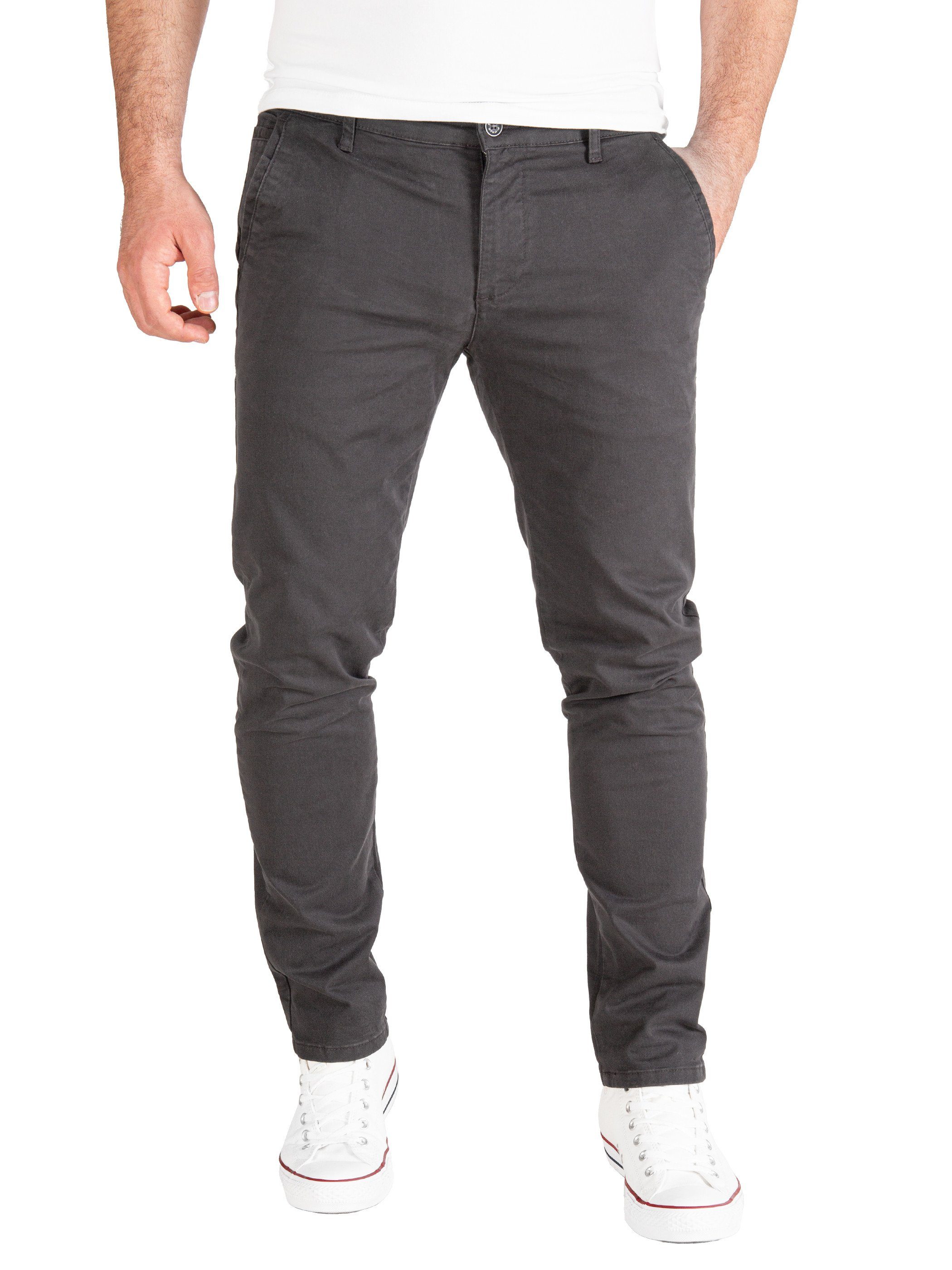 Pittman Chinohose Derrick moderne Baumwolll Chino Jeans mit Reißverschluss Grau (licorice 191102)