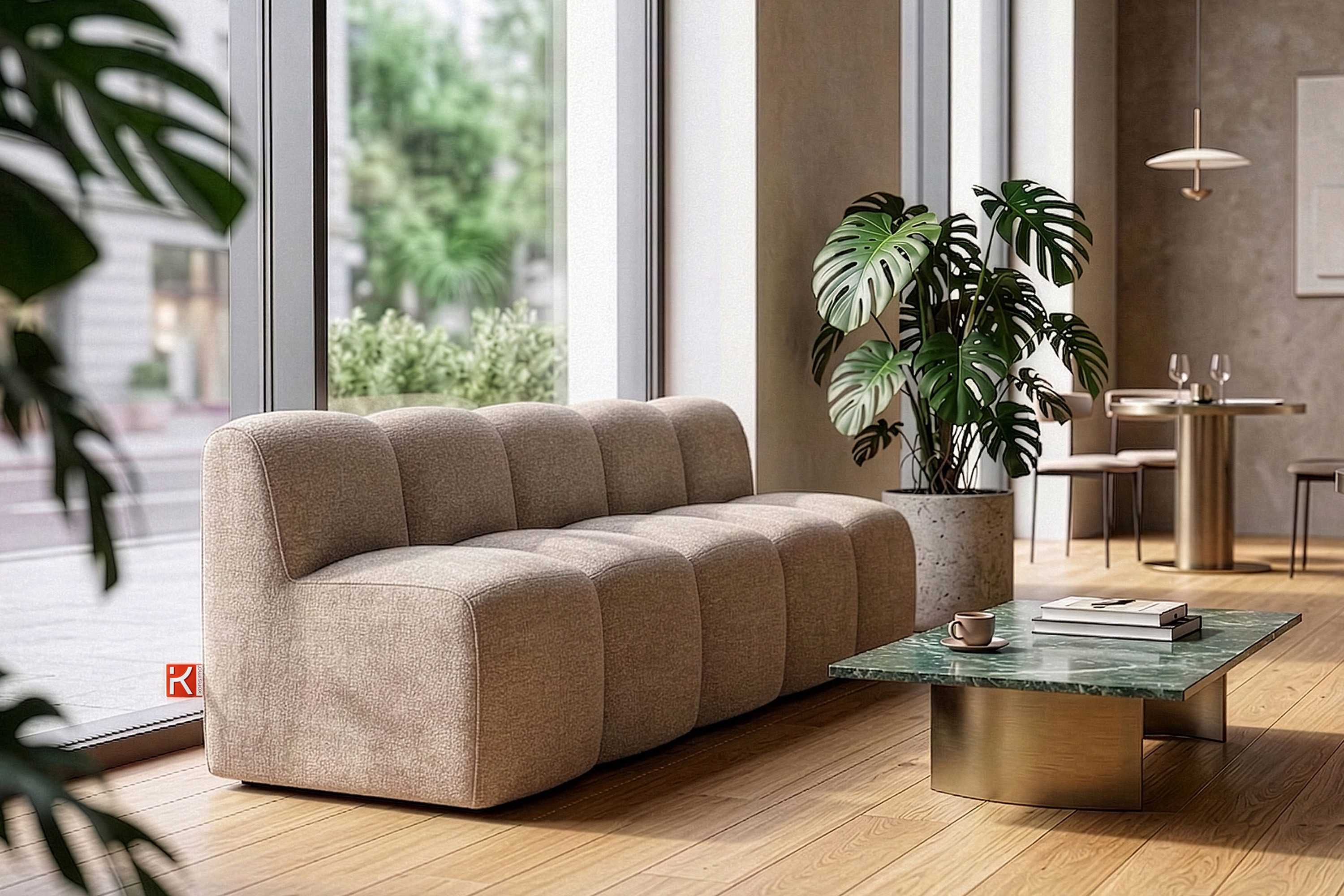 KONSIMO® Sofa BRESCO Einzelsofa, Küchenbank, Polsterbank, hergestellt in der EU, Breite: 200 cm, Küchensofa, Sitzbank, Chenille-Stoff, 3 Breiten zur Auswahl