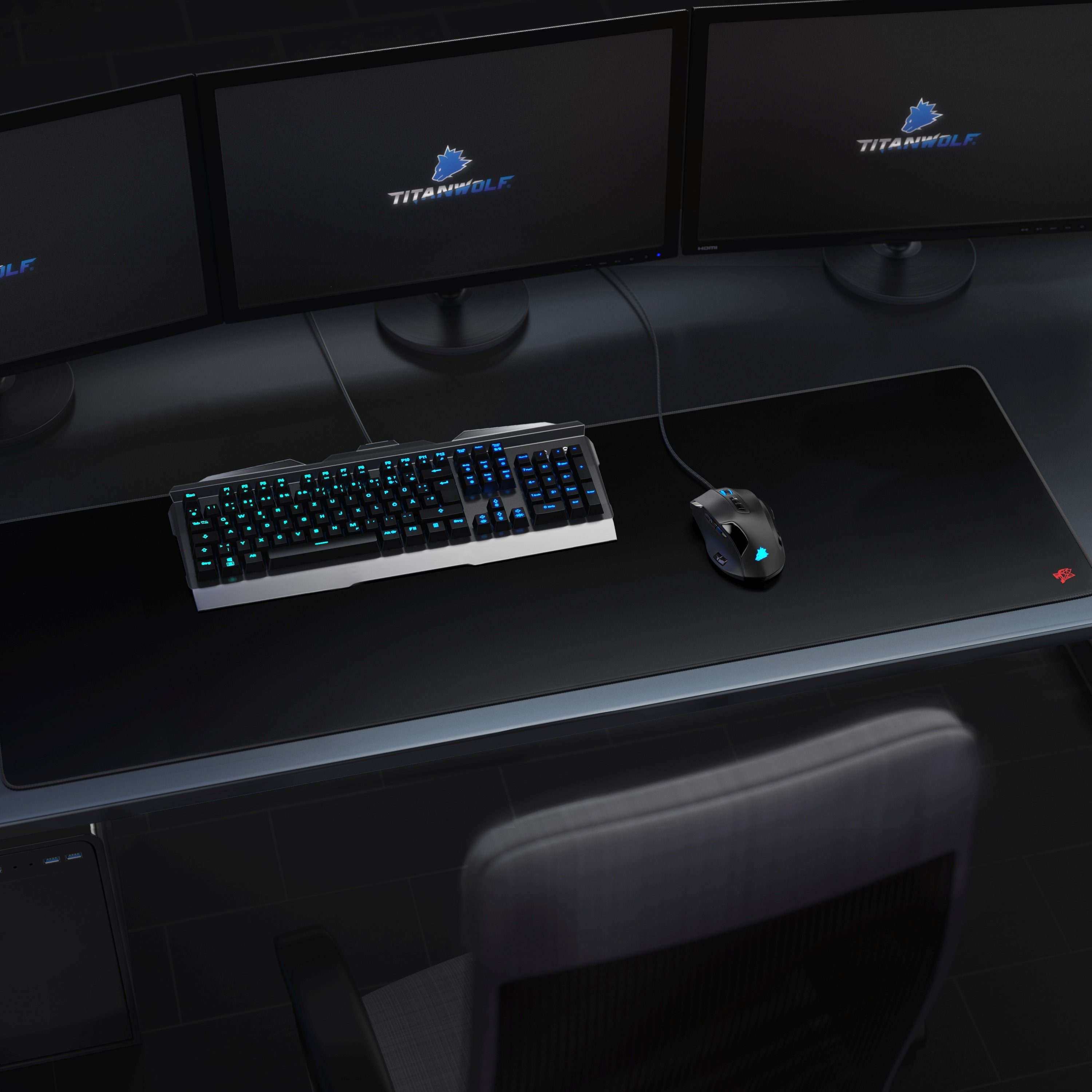 Titanwolf Gaming Mauspad XXXL Speed Mousepad 1200 x 400 x 3 mm, große Tischunterlage, rutschfest, abwaschbar, Geschwindigkeit & Präzision, Titanwolf rot