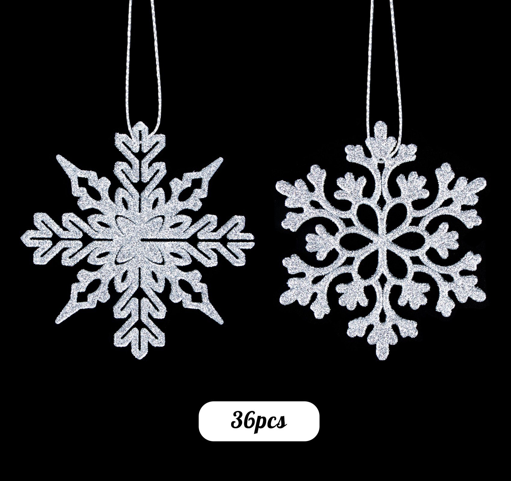 12 Stück bunte Glitter Schneeflocken Weihnachtsbaum hängen Anhänger Dekoration 
