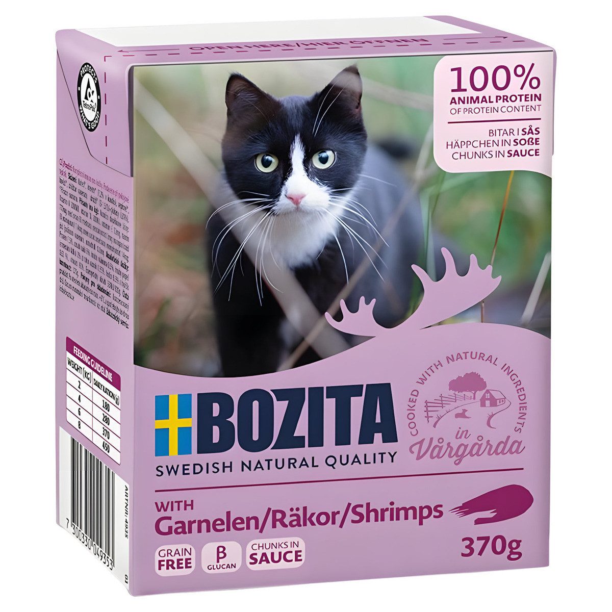 Bozita Häppchen in Soße mit Garnelen 370 g - 6 Stück, Nassfutter für: Katze