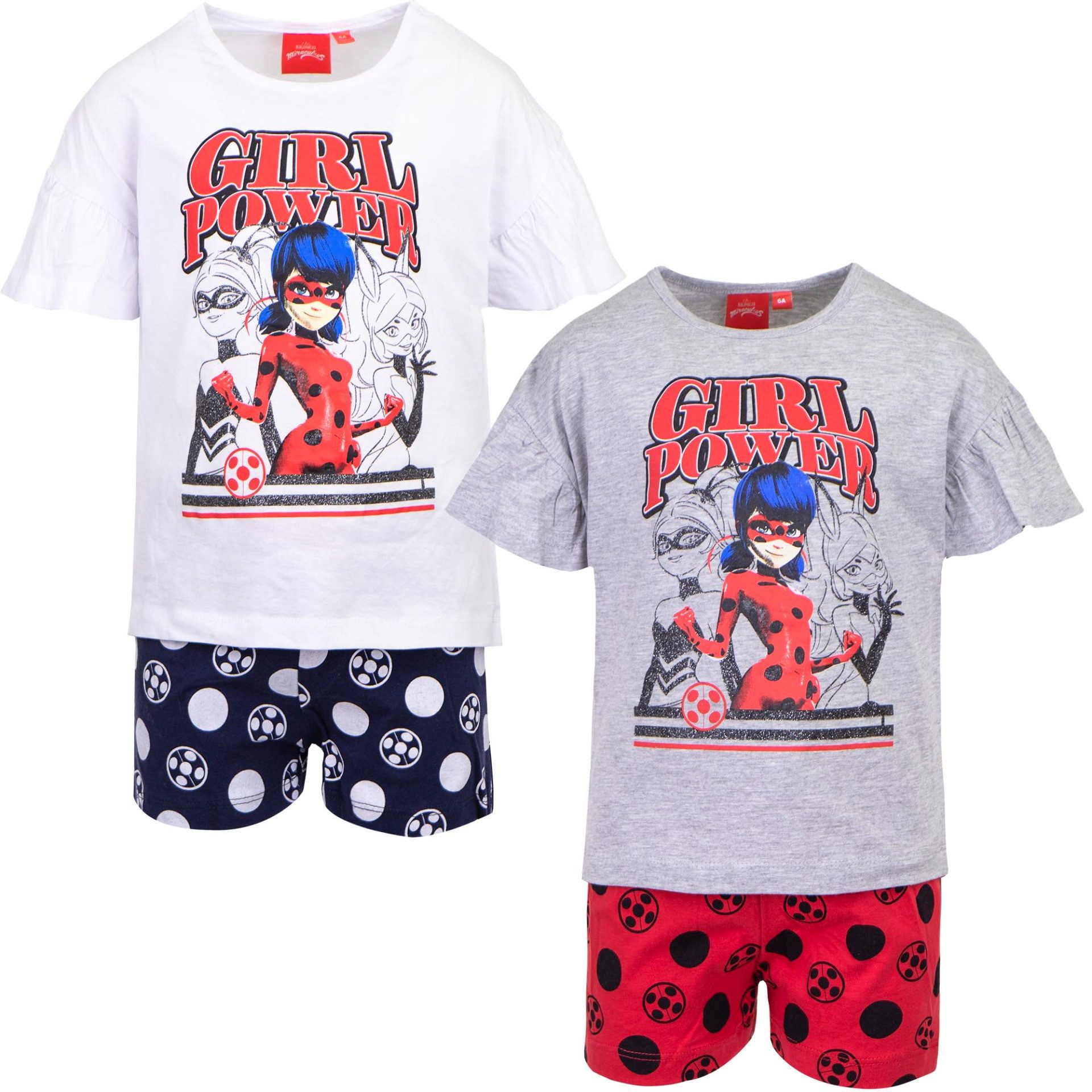 Miraculous - Ladybug Capri-Pyjama 2x Shorty Pyjamas Ladybug Miraculous Mädchen Schlafanzug