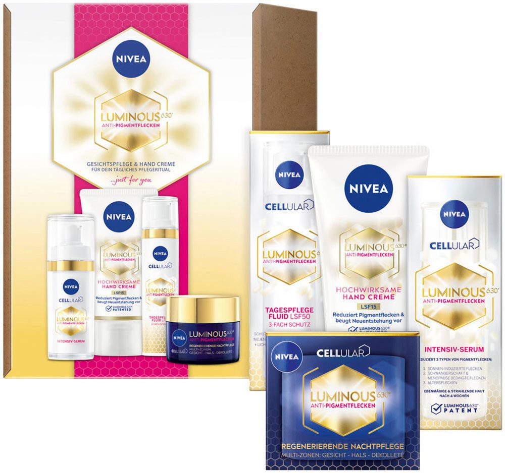 Nivea Pflege-Set Cellular Luminous, 4-tlg., für die gezielte Pflege bei Pigmentflecken und Altersflecken