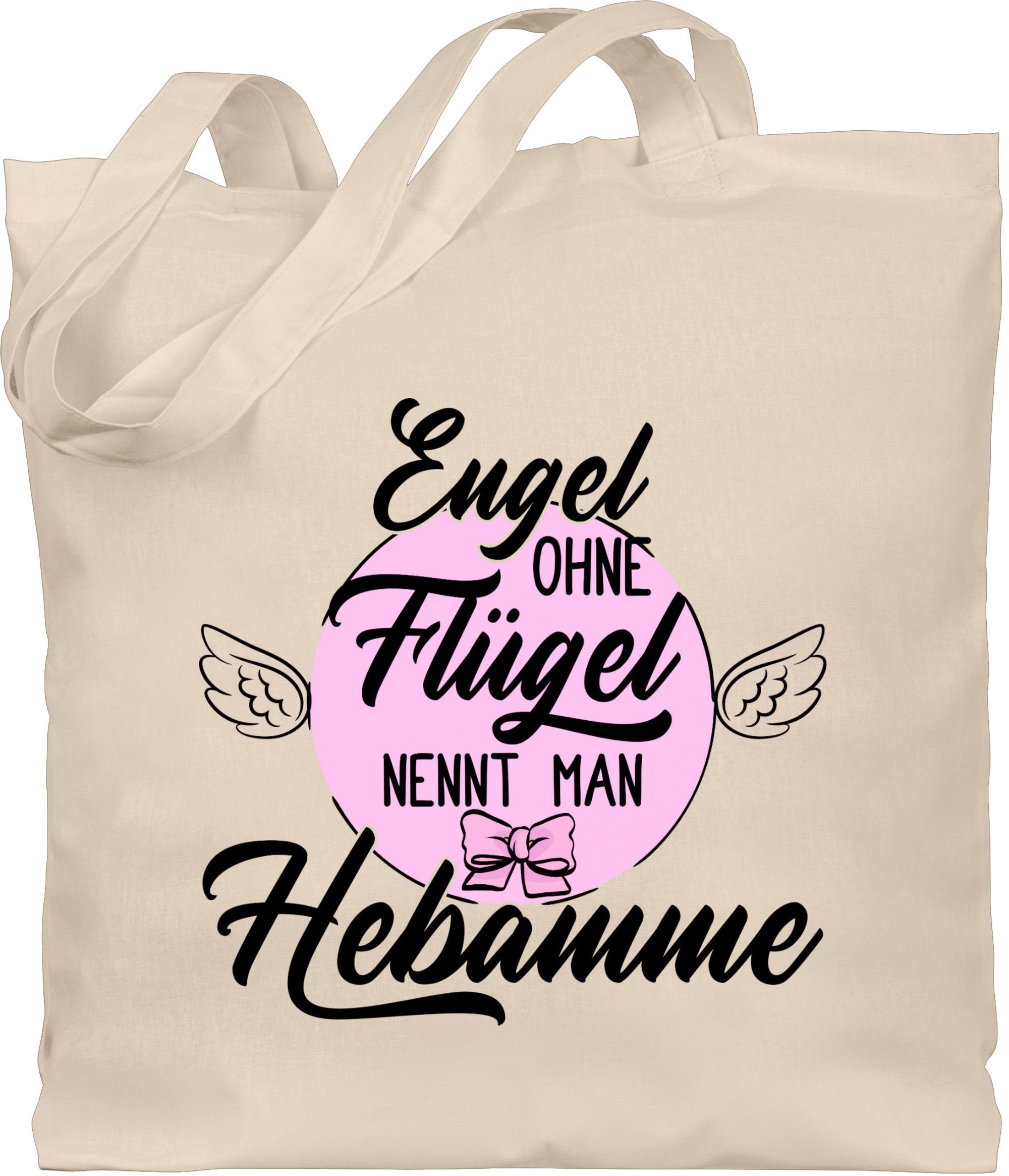Shirtracer Umhängetasche Engel ohne Flügel nennt man Hebamme - rosa/schwarz, Beruf und Job Geschenke 1 Naturweiß