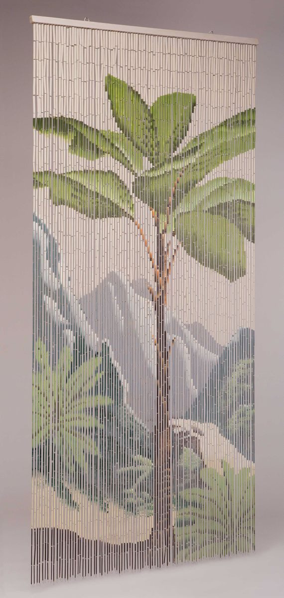 CONACORD Türvorhang Decona Tropikal Dekovorhang bunt, Hakenaufhängung, halbtransparent, 90 x 200 cm, Bambus - blickdicht dank hoher Stranganzahl