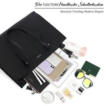 TAN.TOMI Aktentasche Große Business Handtasche Damen Leder Schultertasche Arbeit Schule, Bürotasche Damen 15 Zoll Notebooktasche mit 3 Fächern für Büro Schule