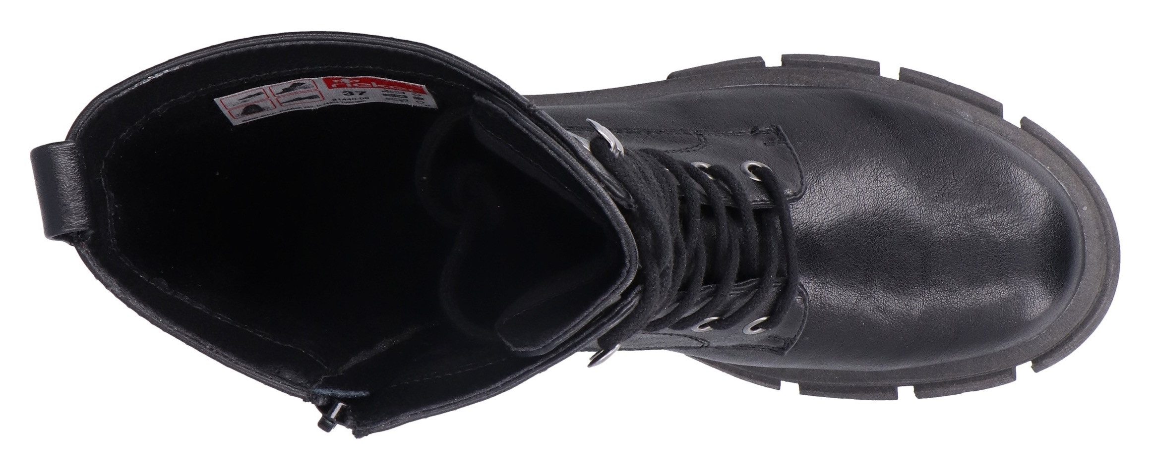 Rieker Schnürstiefel Schnürboots mit Reißverschluss und robuster Profilsohle