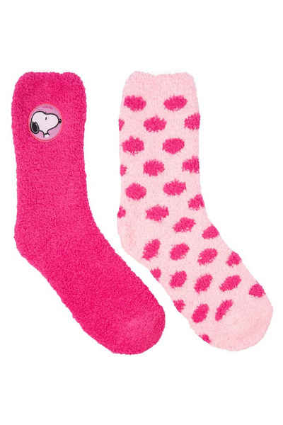 United Labels® Socken The Peanuts Snoopy Kuschelsocken Damen - warme Socken Rosa (2er Pack)