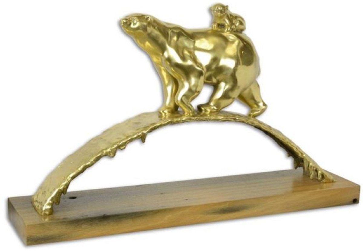 / cm - 19,8 Casa x Luxus Padrino Gold Dekofigur Bronzefigur Eisbär Luxus H. Braun 49,9 Polarbär mit Vergoldete Skulptur 85,3 x Holzsockel - Kollektion Bronze