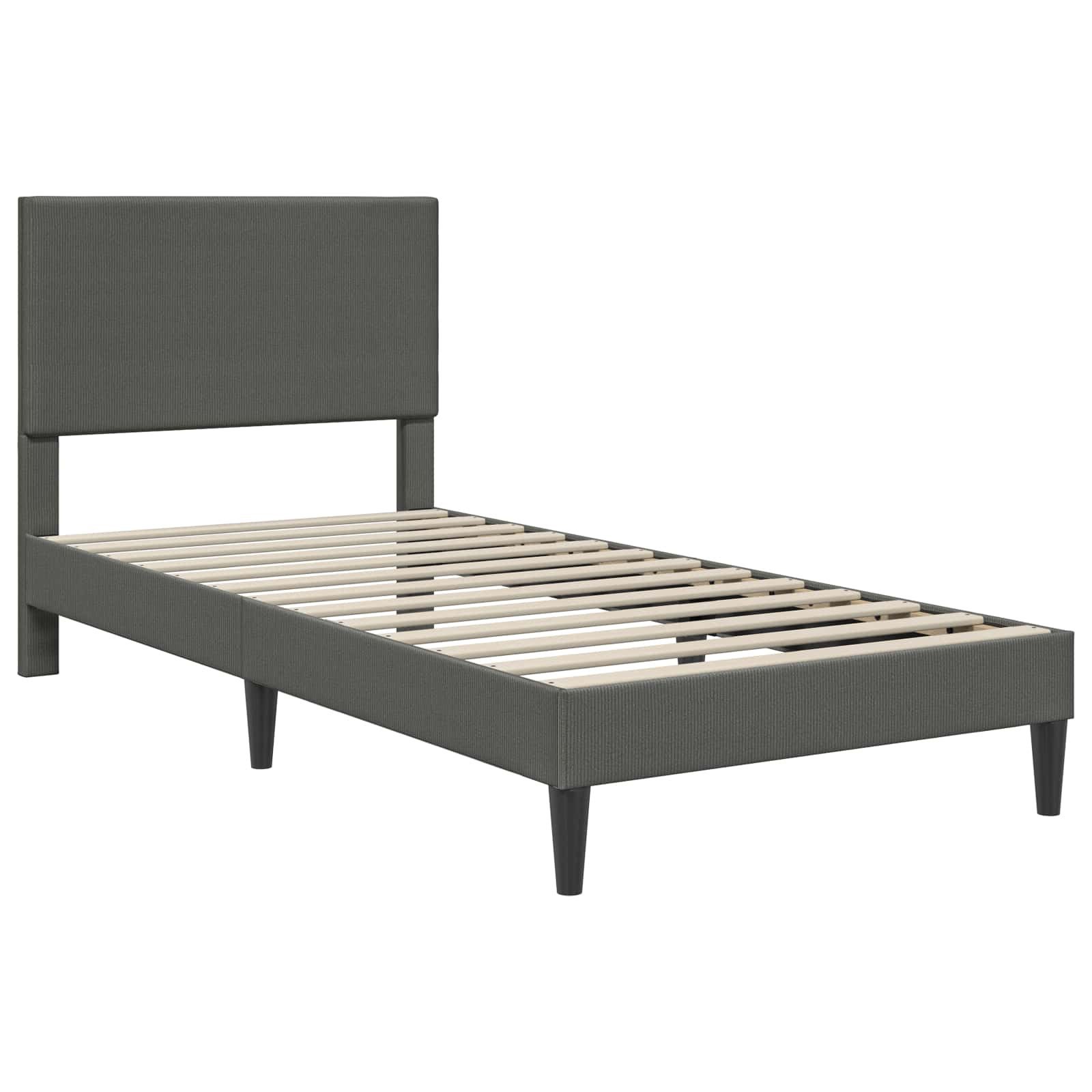 vidaXL Bett Bettrahmen mit Kopfteil Dunkelgrau 90 x 190 cm Cordstoff (1-tlg)
