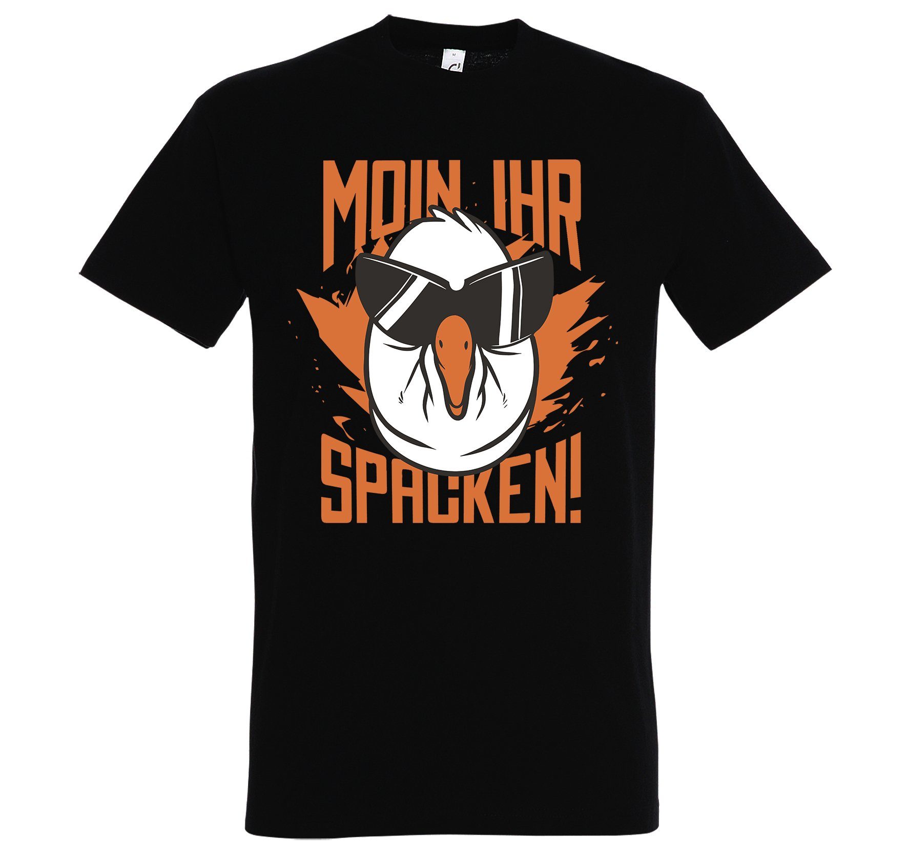 Schwarz Spruch T-Shirt Aufdruck Spacken Designz Moin Youth Print-Shirt lustigem Herren mit Ihr