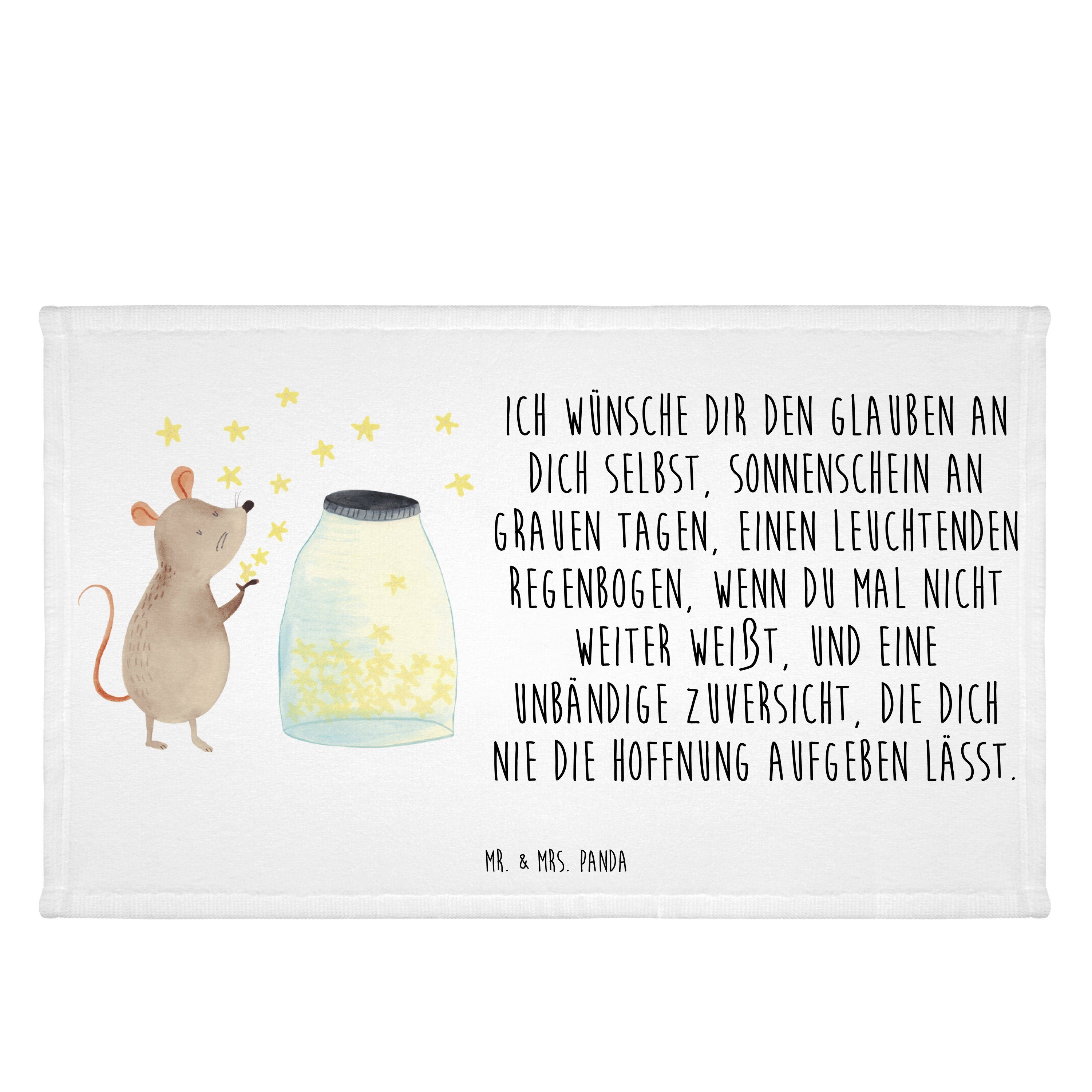 Mr. & Mrs. Panda Handtuch Maus Sterne - Weiß - Geschenk, Gästetuch, Hoffnung, Tiere, Schwangers, (1-St)