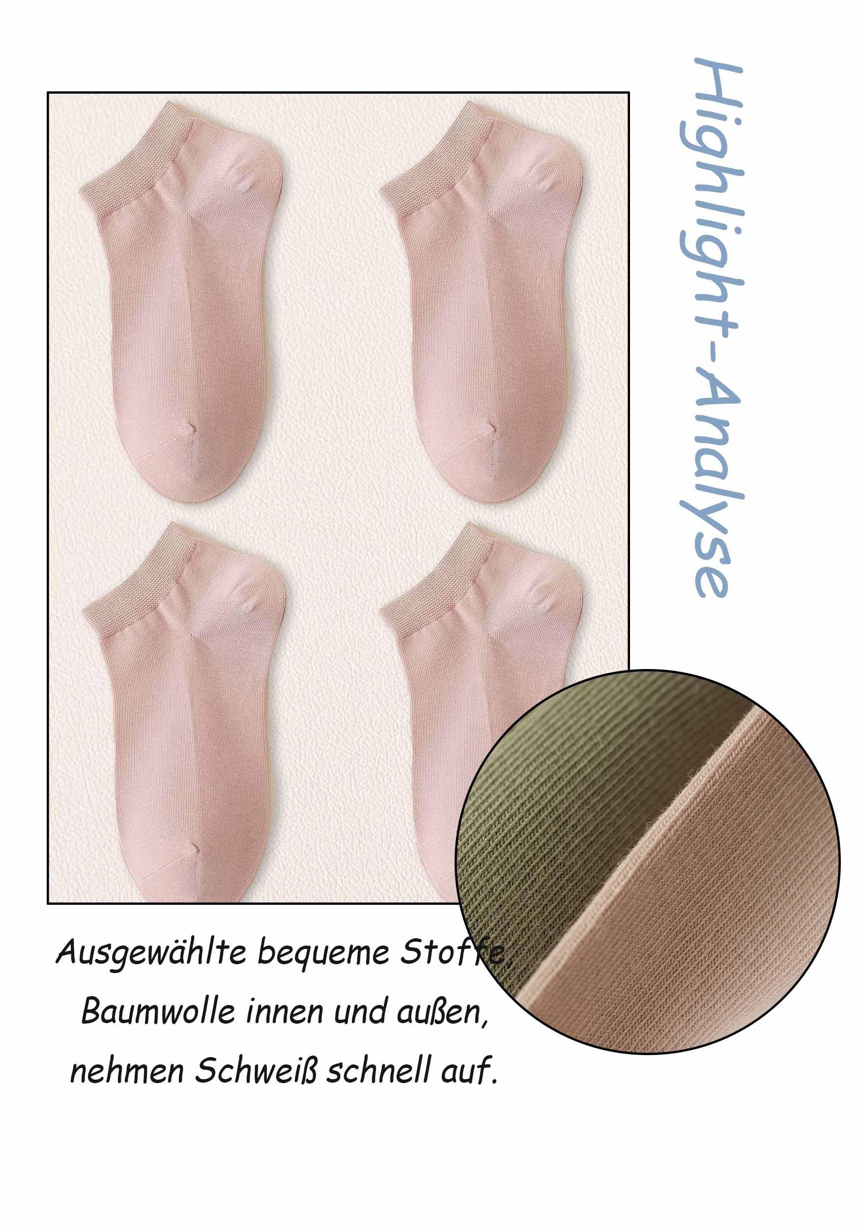 MAGICSHE Invisible (4-Paar) Verrutschen Damen Socken Sneakersocken Freizeitsocken haltbar, warm, atmungsaktiv,lange Rosa Socken– bequem kein