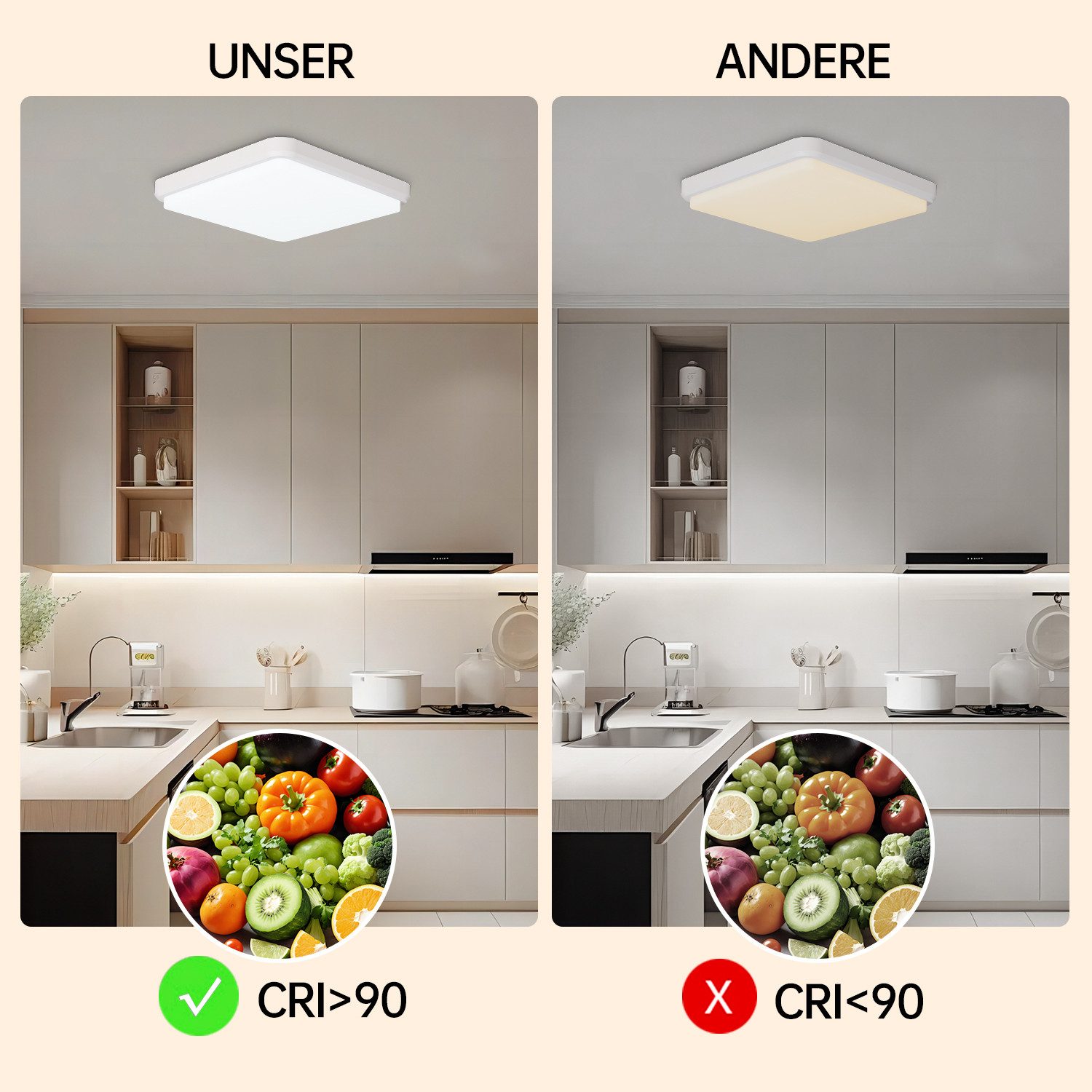 JDONG LED Deckenleuchte 36W Rund Deckenlampe Weiß / Holzmaserung, Deckenlam günstig online kaufen