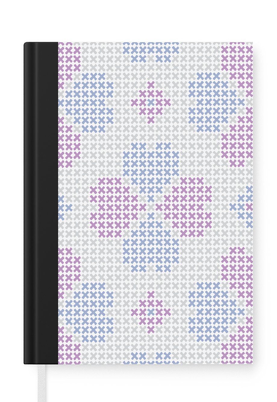 MuchoWow Notizbuch Klee - Muster - Violett, Journal, Merkzettel, Tagebuch, Notizheft, A5, 98 Seiten, Haushaltsbuch