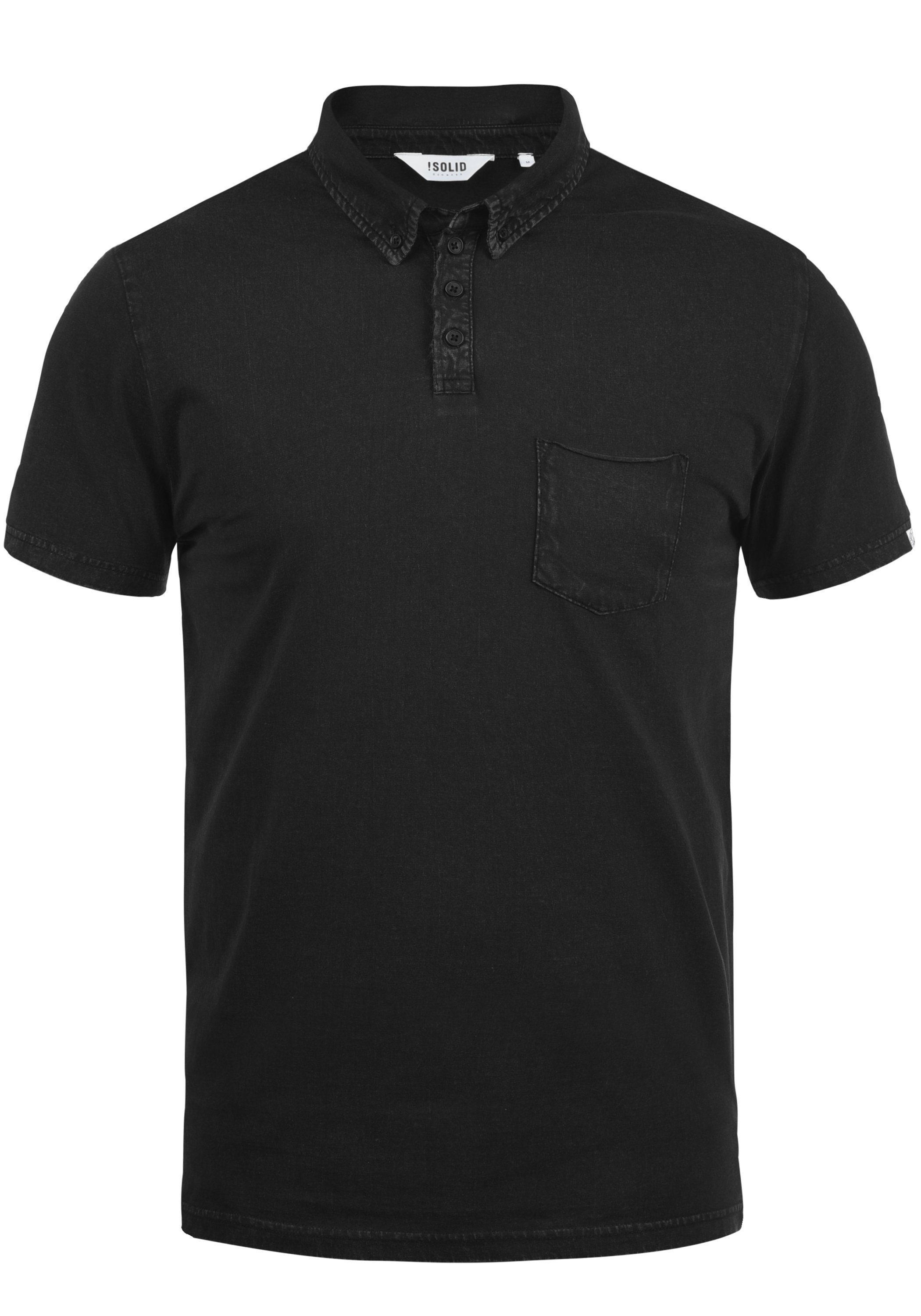 Solid Poloshirt Polo Look-Effekt Black mit (9000) SDPat Used