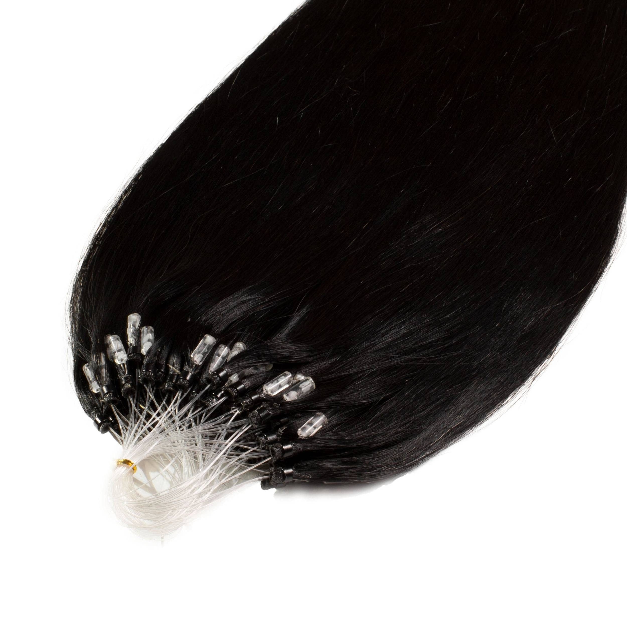hair2heart Echthaar-Extension Premium Microring Extensions #2/0 Schwarz 40cm