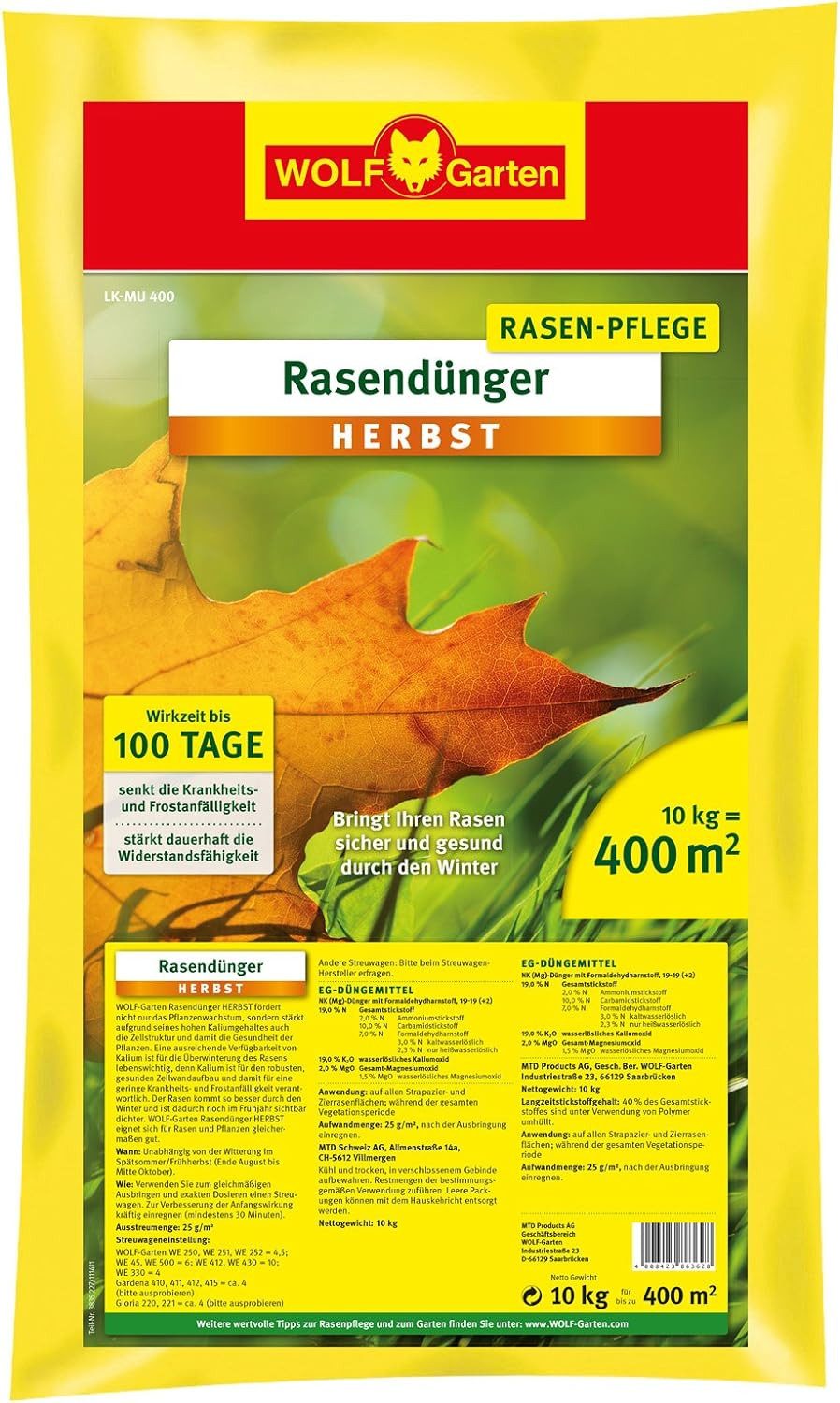Rasendünger WOLF-Garten - Rasen-Herbst-Dünger LK-MU 400; 3835040
