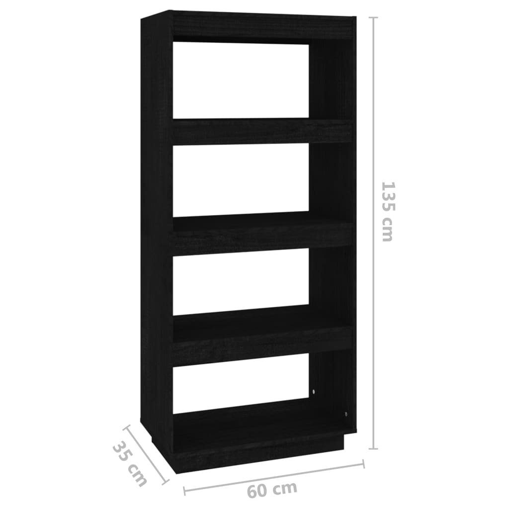 60x35x135 Bücherregal/Raumteiler Bücherregal cm Schwarz Kiefer furnicato Massivholz