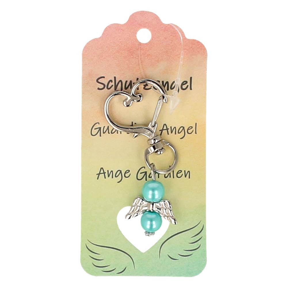 Mel-O-Design Schlüsselanhänger Schutzengel Anhänger Schlüssel Engel mit Herz – mit Perle (aus Metall H: 6,2 cm, Geschenk für Mutter, Tochter, beste Freundin, Freundin), Geschenke Ostern, Muttertag, Geburtstag, Taufe Konfirmation, Kommunion