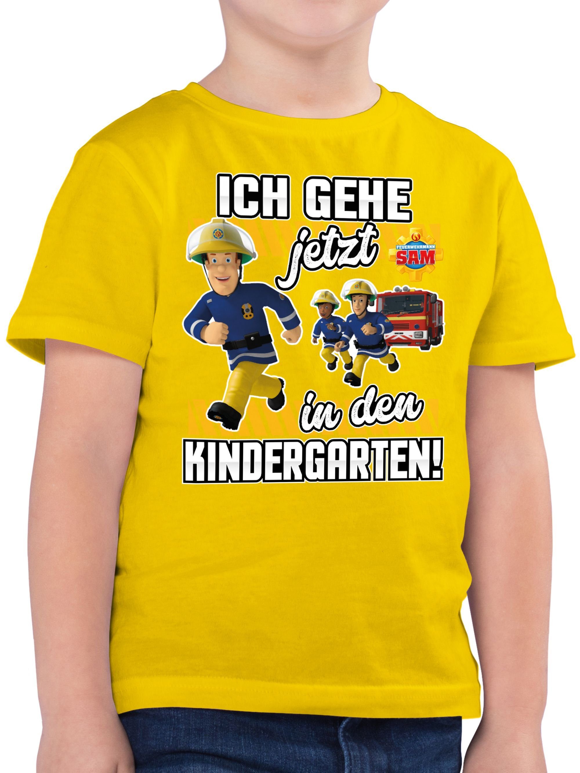Jungen gehe Ich Shirtracer Kindergarten! 02 T-Shirt Gelb Sam jetzt in den Feuerwehrmann