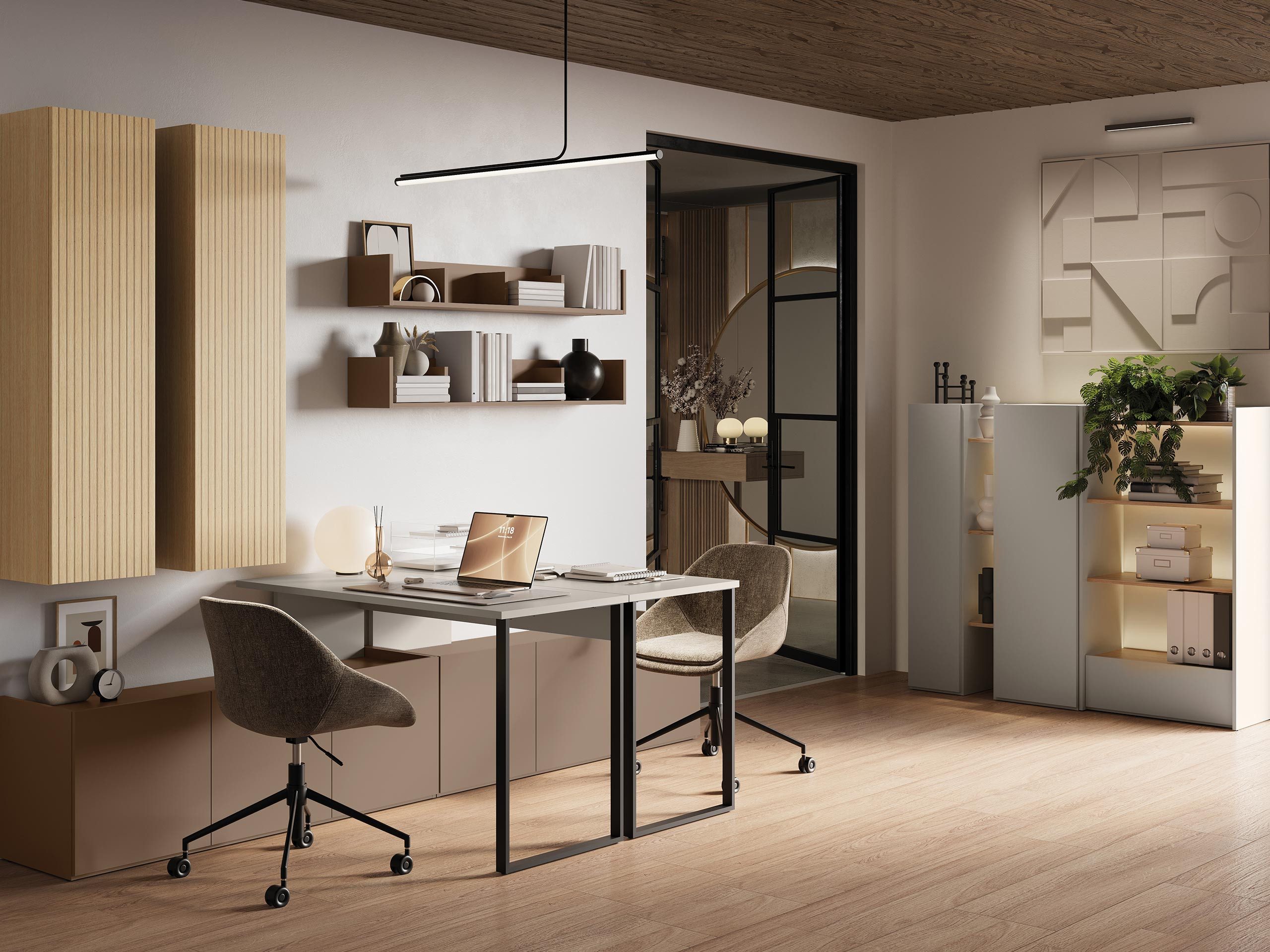 MIRJAN24 Jugendzimmer-Set Sigma III, (7er-Set, 2x Regal, Schreibtisch, 2x Hängeschrank, 2x Wandregal), LED-Beleuchtung